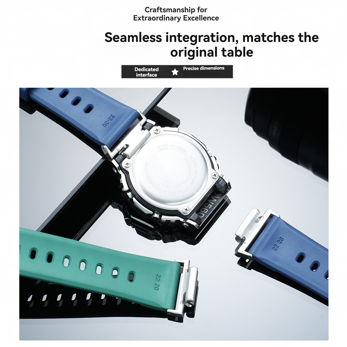 16mm FKM Rubber Watch Band for Casio DW-5600 / GW-M5610 / GW-B5600