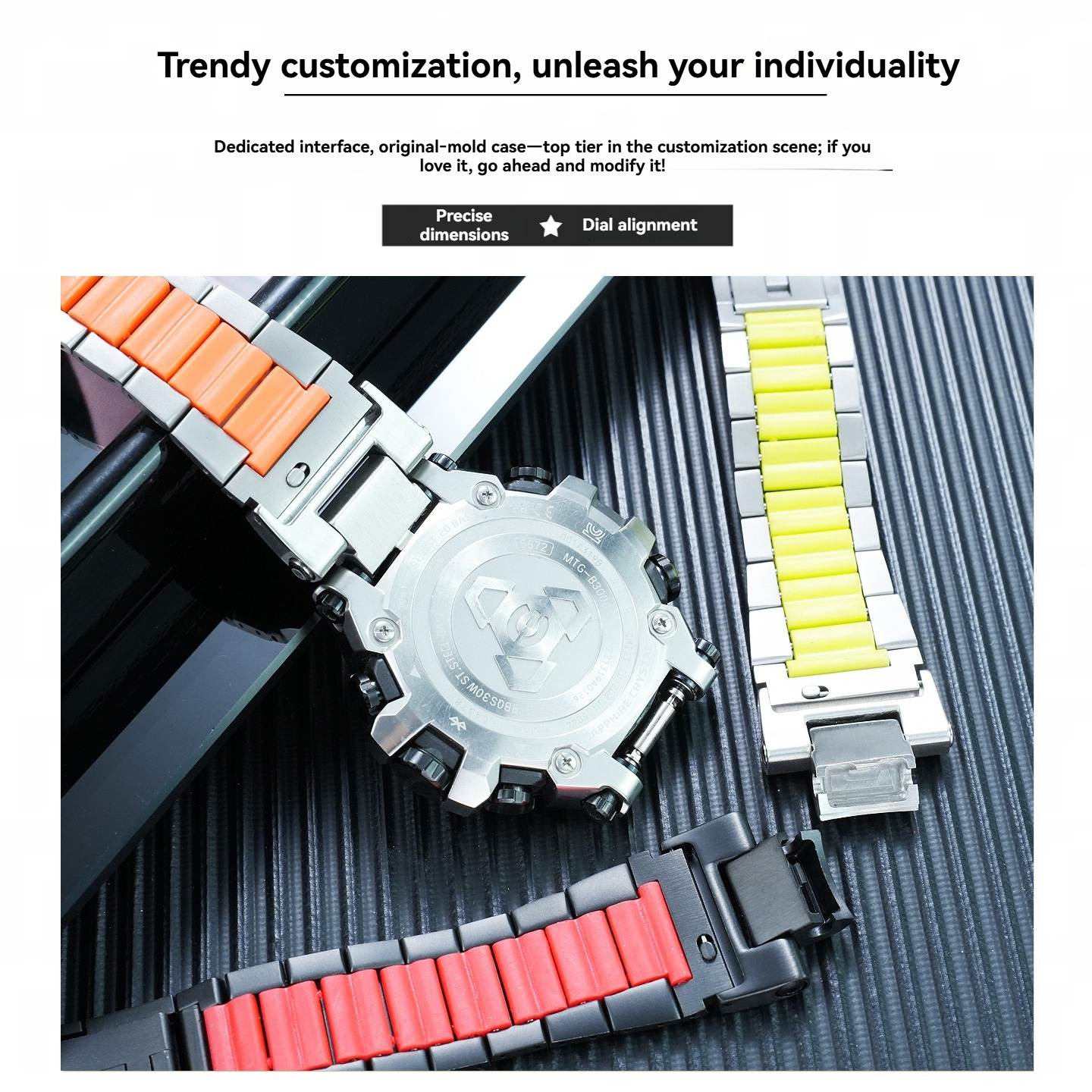 Stainless Steel & Silicone Composite Watch Band for Casio MTG-B3000