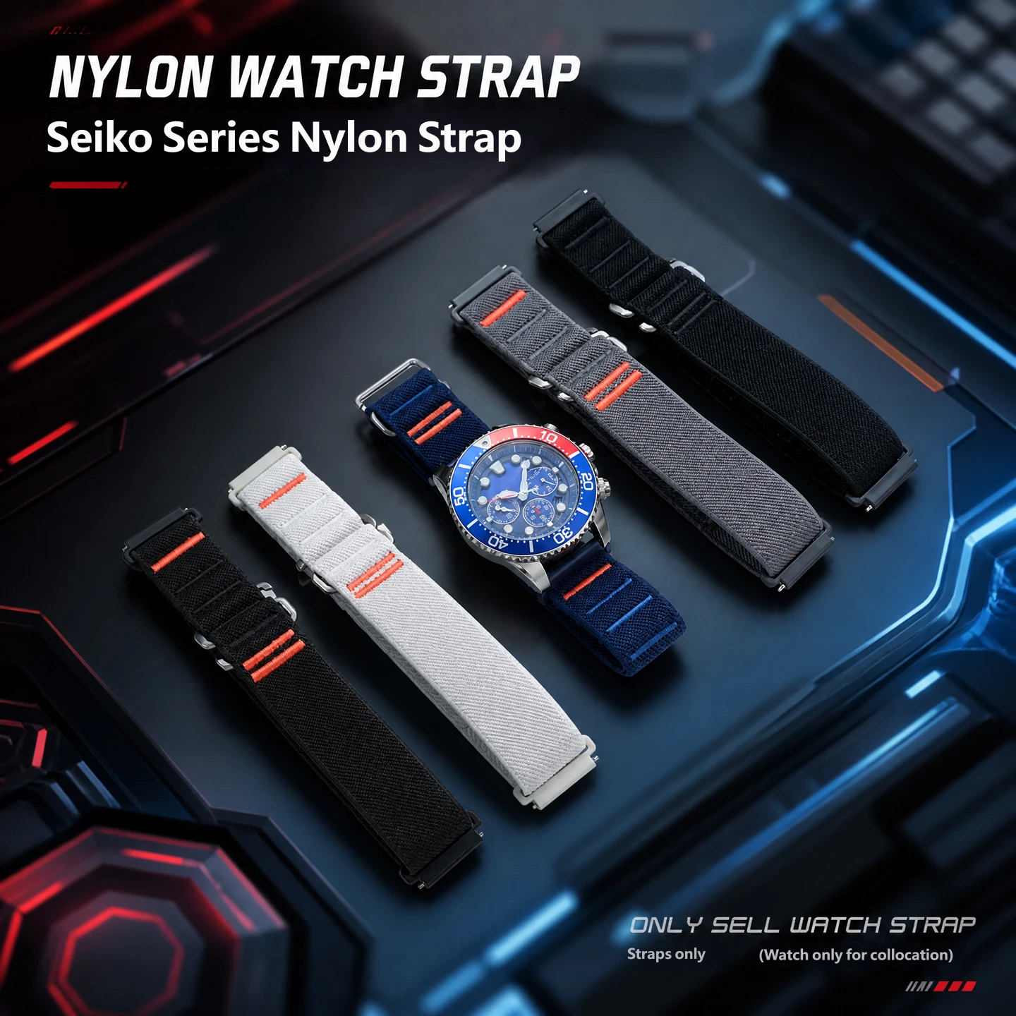 Compatible with Seiko SSC813P1/909P1/019P1 nylon straps, 22 mm