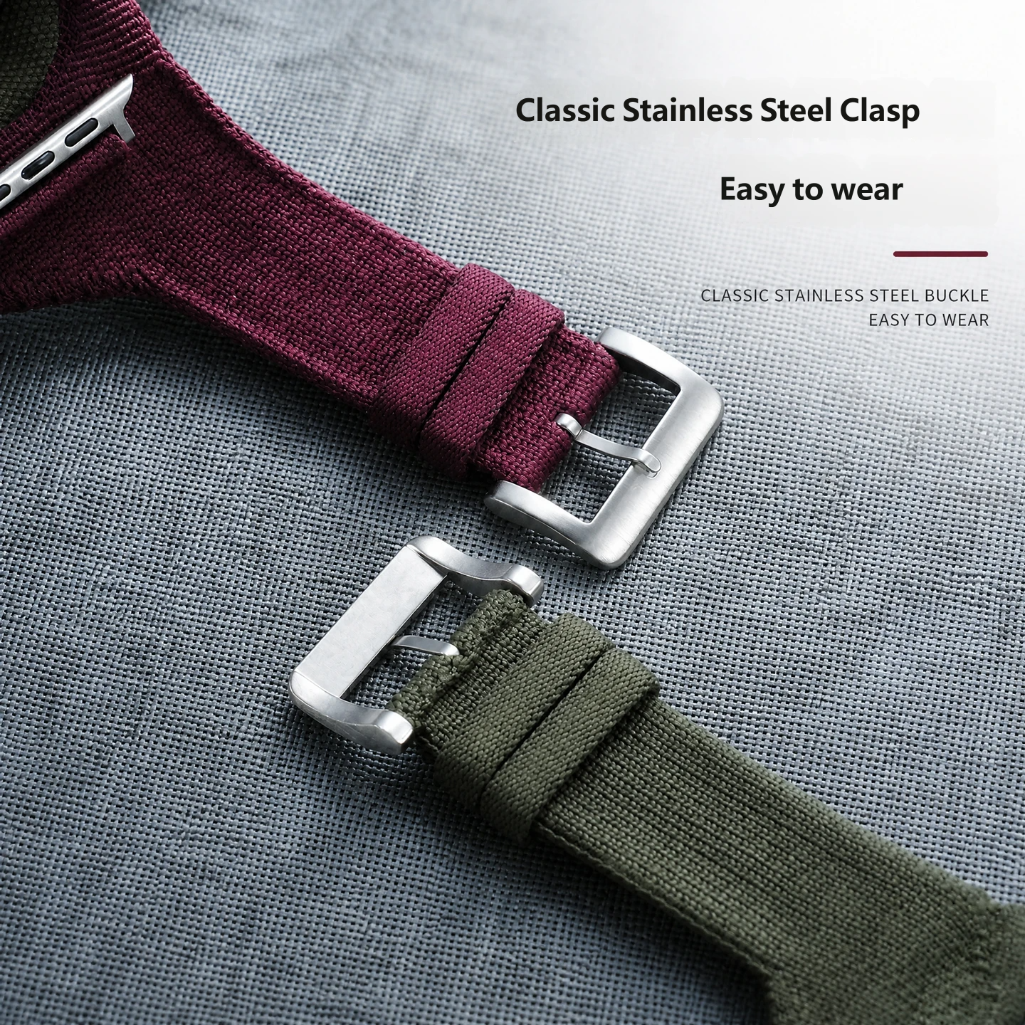 Suitable for Apple Watch Series 9, 8, 7 and 6 nylon sports straps