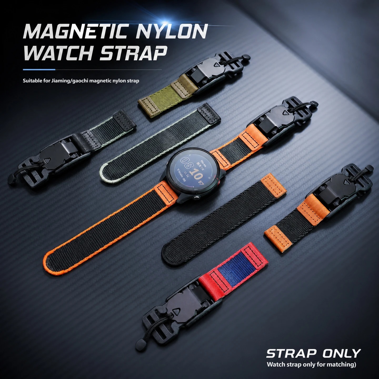 Compatible with COROS PACE 4/3/Pro and Garmin FR265/255 – 22mm nylon watch strap