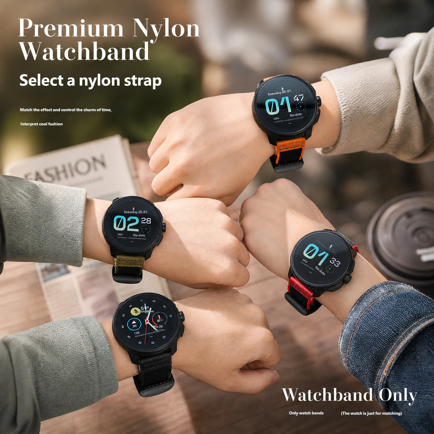 Magnetic nylon watch strap, 22 mm, compatible with Suunto 9 PEAK/9 PEAK PRO