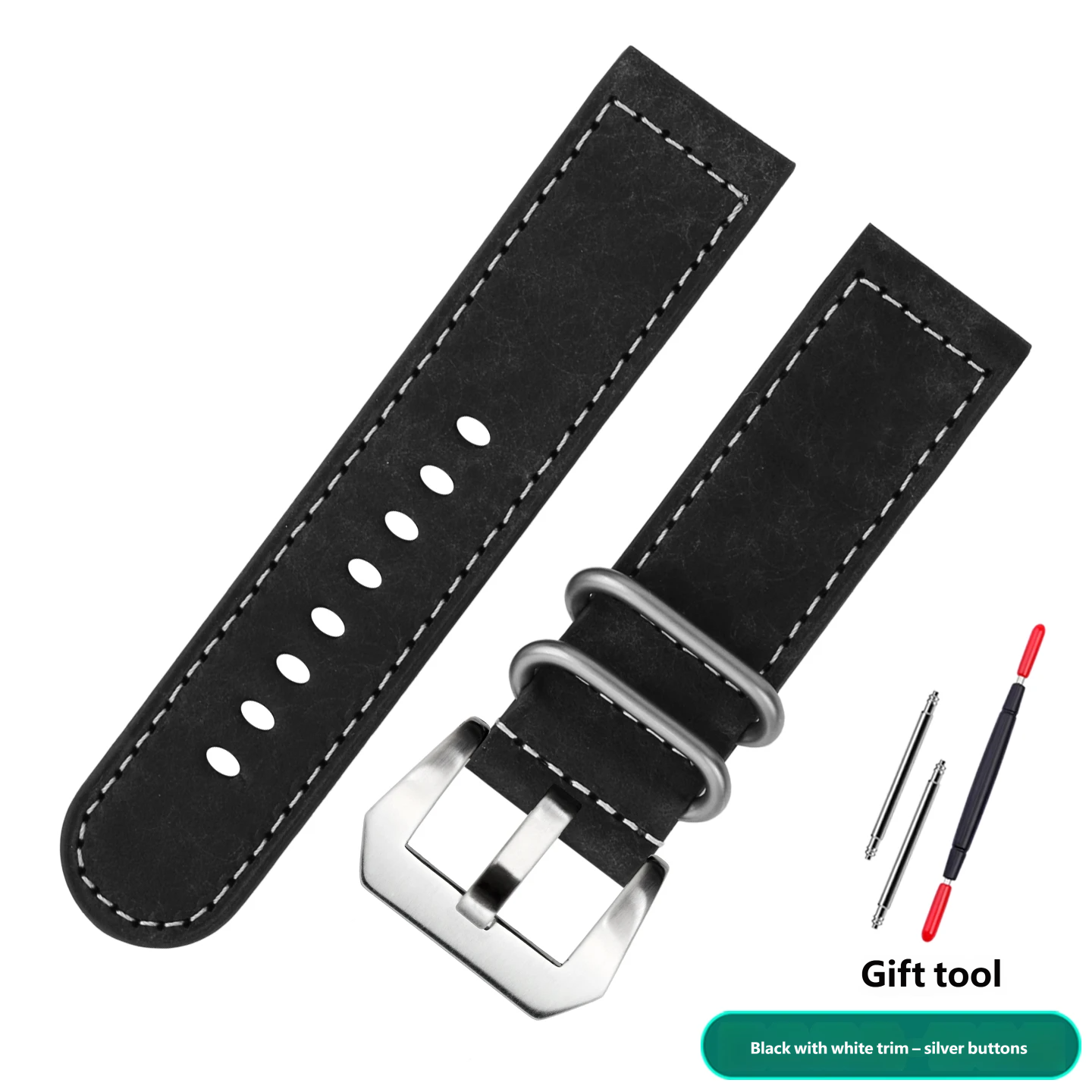 Vintage leather watch strap compatible with the Panerai PAM111 441, 22/24 mm