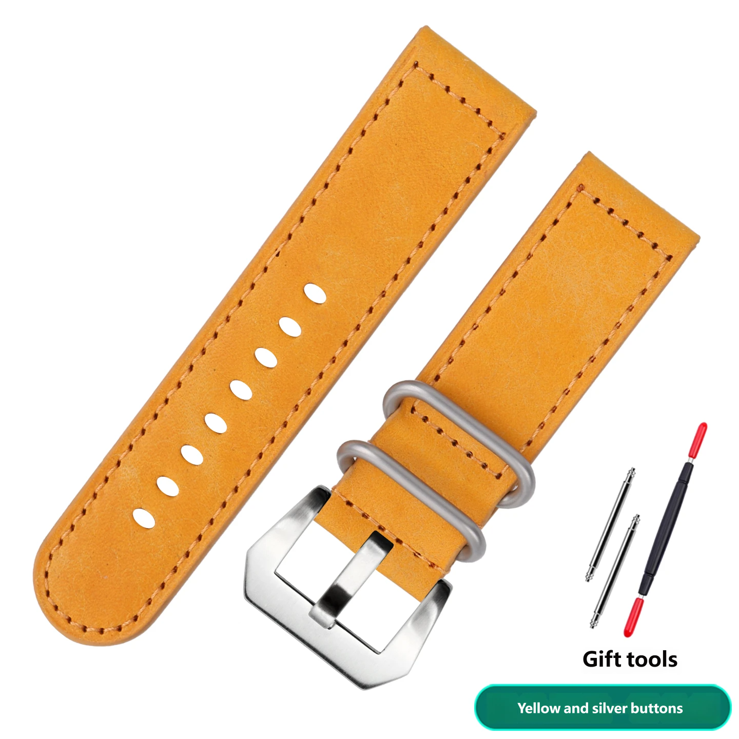 Vintage leather watch strap compatible with the Panerai PAM111 441, 22/24 mm