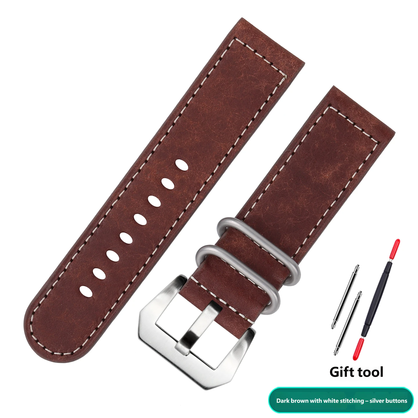 Vintage leather watch strap compatible with the Panerai PAM111 441, 22/24 mm