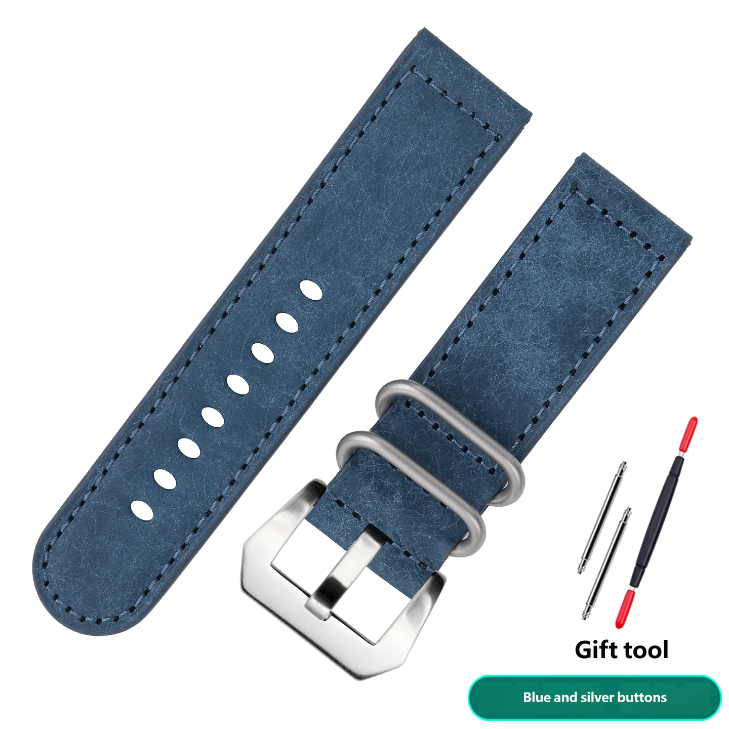 Vintage leather watch strap compatible with the Panerai PAM111 441, 22/24 mm