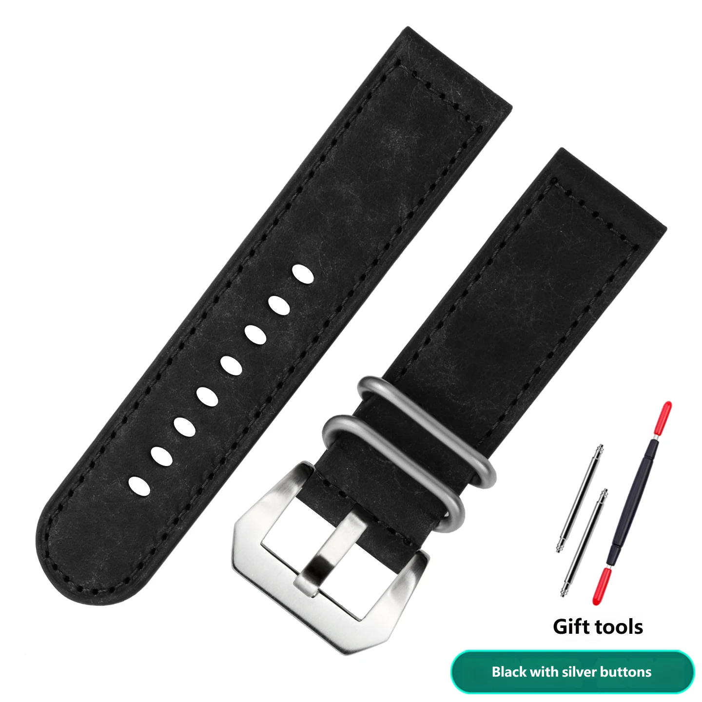Vintage leather watch strap compatible with the Panerai PAM111 441, 22/24 mm