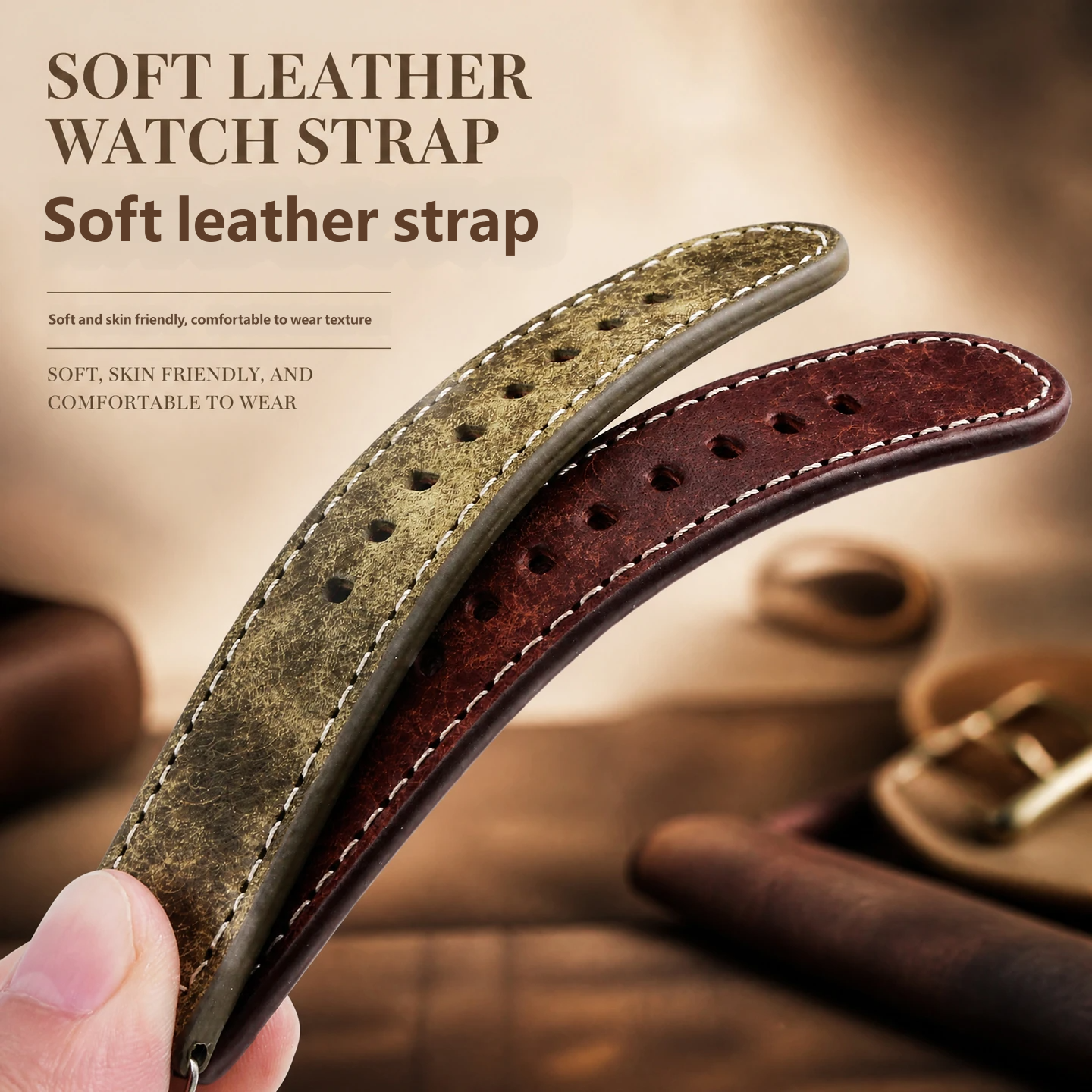 Vintage leather watch strap compatible with the Panerai PAM111 441, 22/24 mm