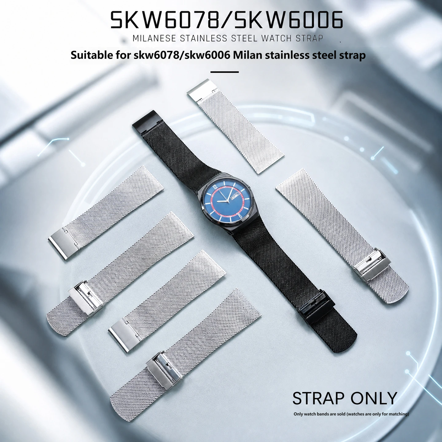 Compatible with Skagen SKW6078/6006/6576 stainless steel Milanese straps