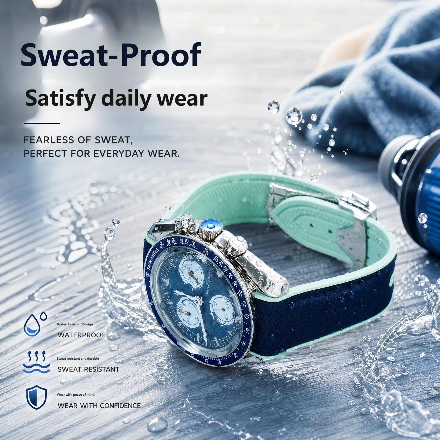 Compatible with the Swatch x Omega Planet Speedmaster customised stainless steel case and silicone strap set