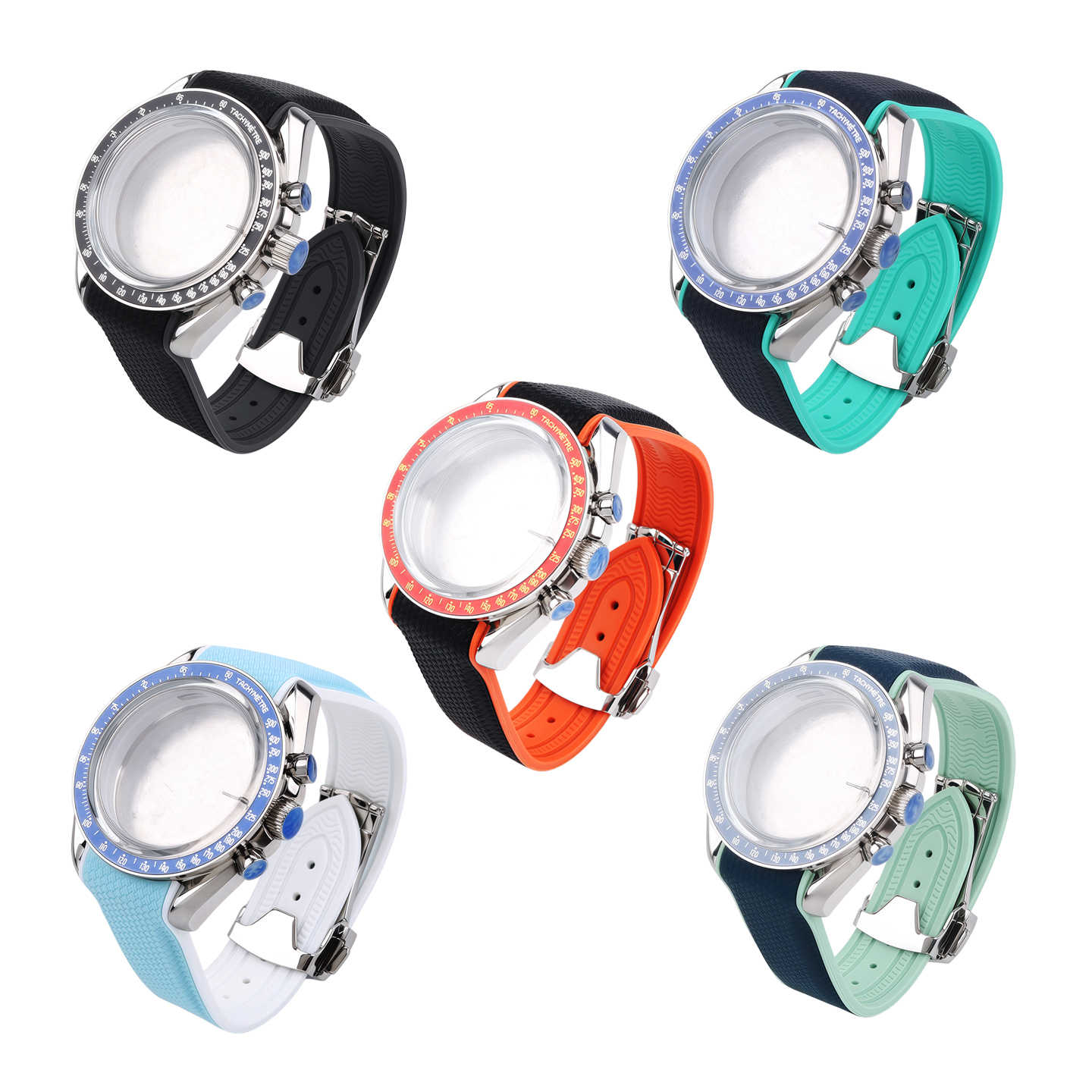 Compatible with the Swatch x Omega Planet Speedmaster customised stainless steel case and silicone strap set