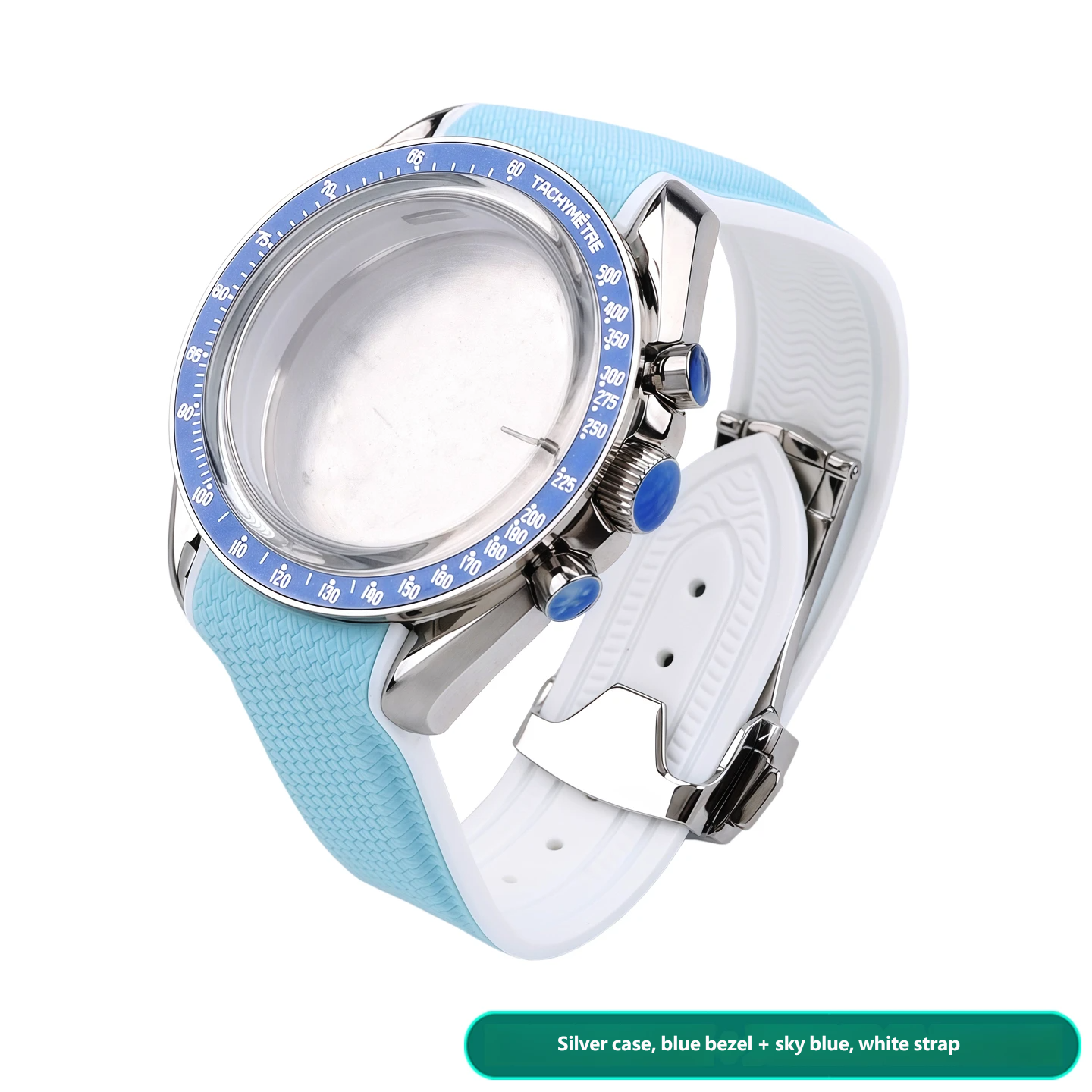 Compatible with the Swatch x Omega Planet Speedmaster customised stainless steel case and silicone strap set