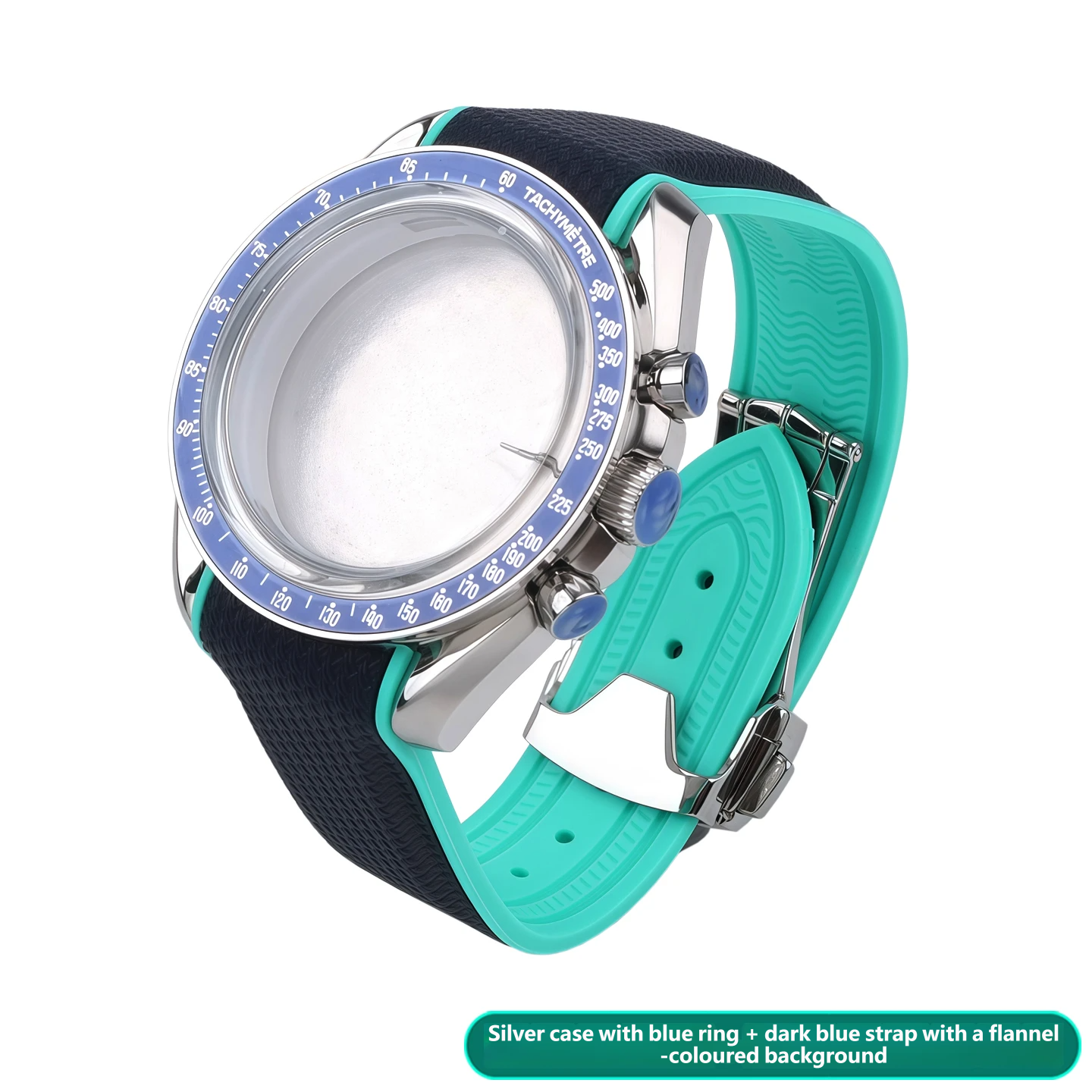 Compatible with the Swatch x Omega Planet Speedmaster customised stainless steel case and silicone strap set