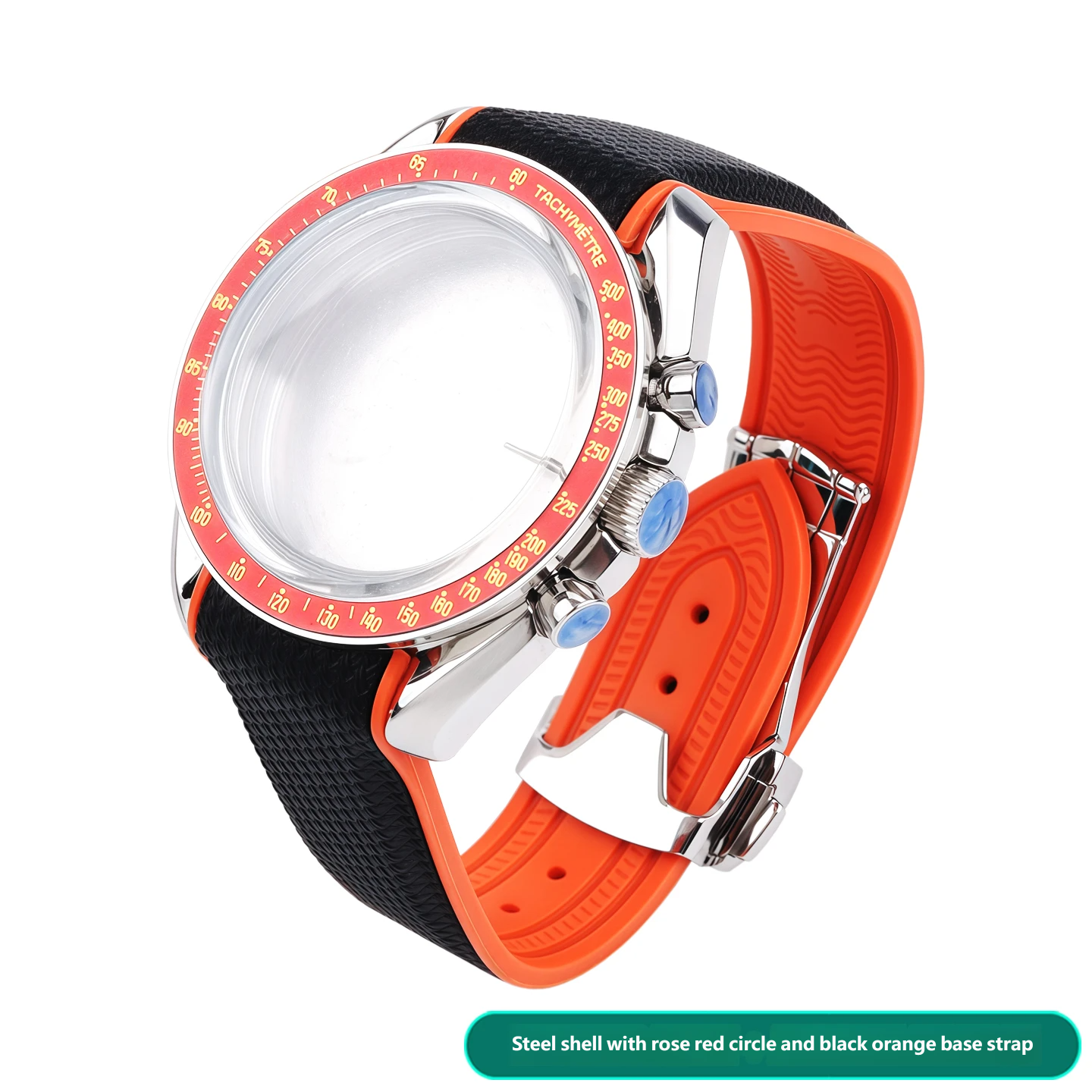 Compatible with the Swatch x Omega Planet Speedmaster customised stainless steel case and silicone strap set