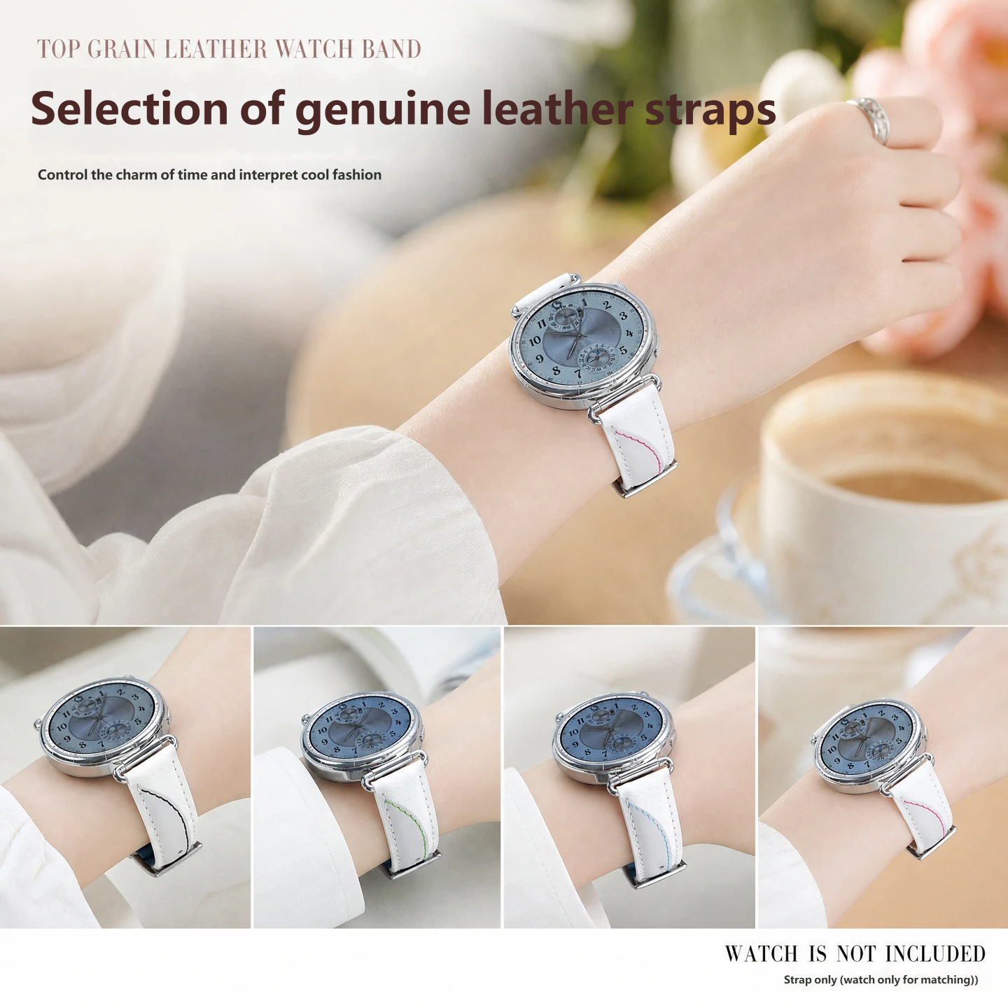 Compatible with Huawei GT7/GT6/GT5 41mm watch faces – 18mm strap with a microfibre-faced, cowhide leather base