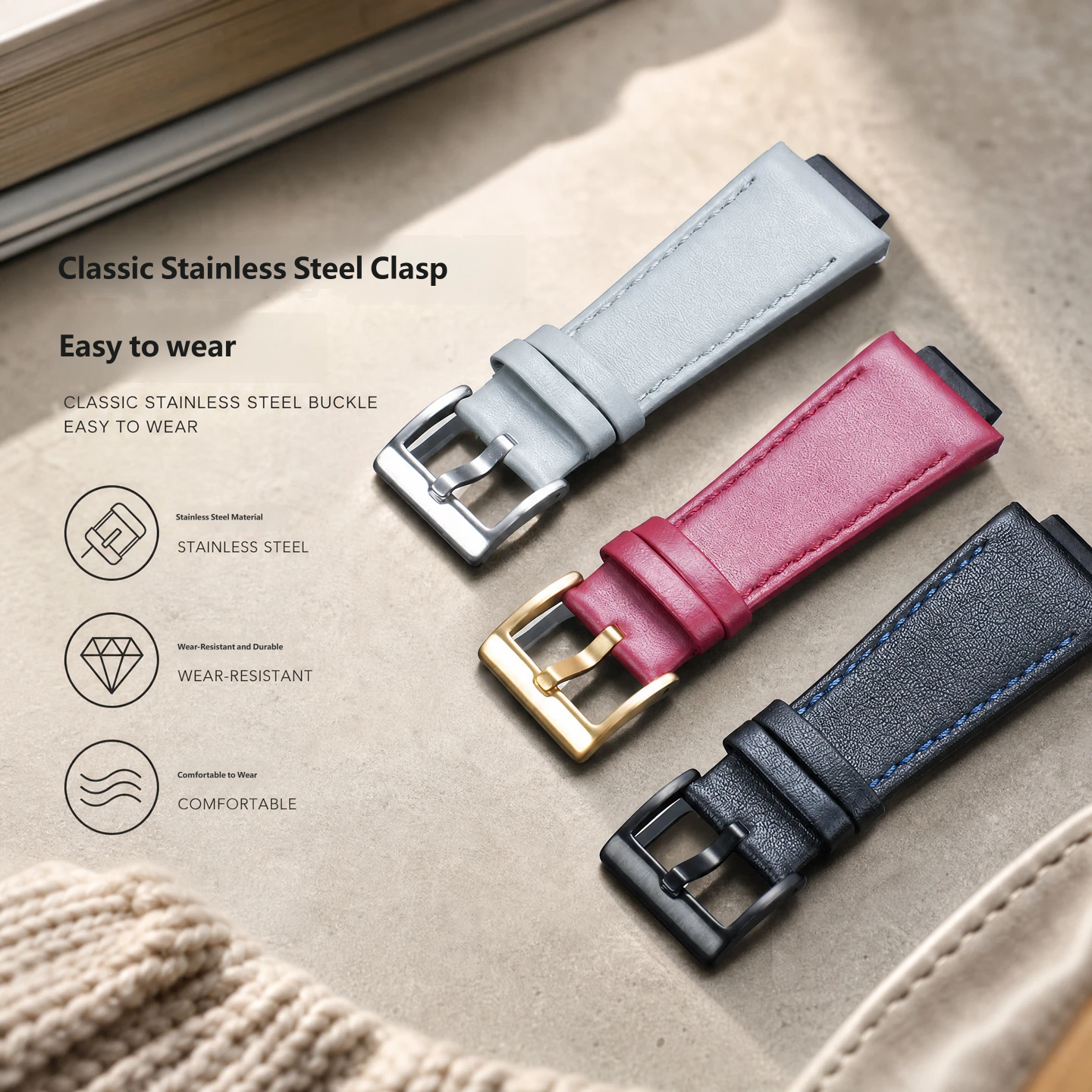 Genuine leather watch strap, 16 mm, compatible with the Casio Farmhouse Oak GA-2100/2110 series