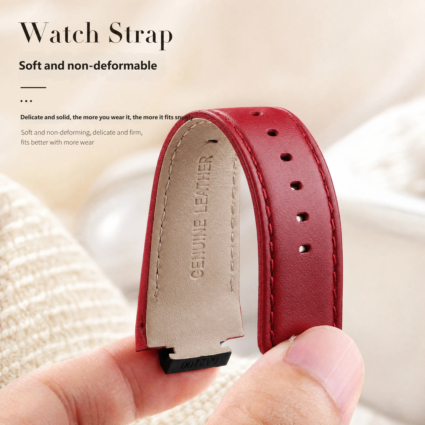 Genuine leather watch strap, 16 mm, compatible with the Casio Farmhouse Oak GA-2100/2110 series