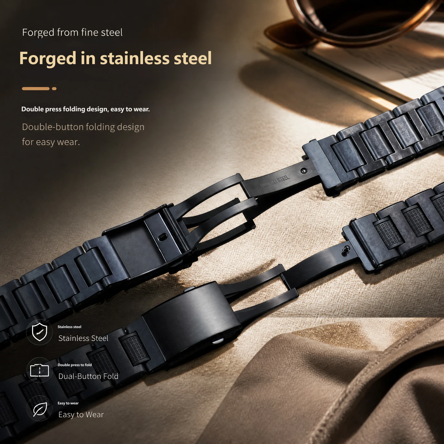 Suitable for Casio PROTREK watches PRG-110T/Y and PRW-1300Y: aftermarket plastic and steel watch strap, 26 × 13 mm