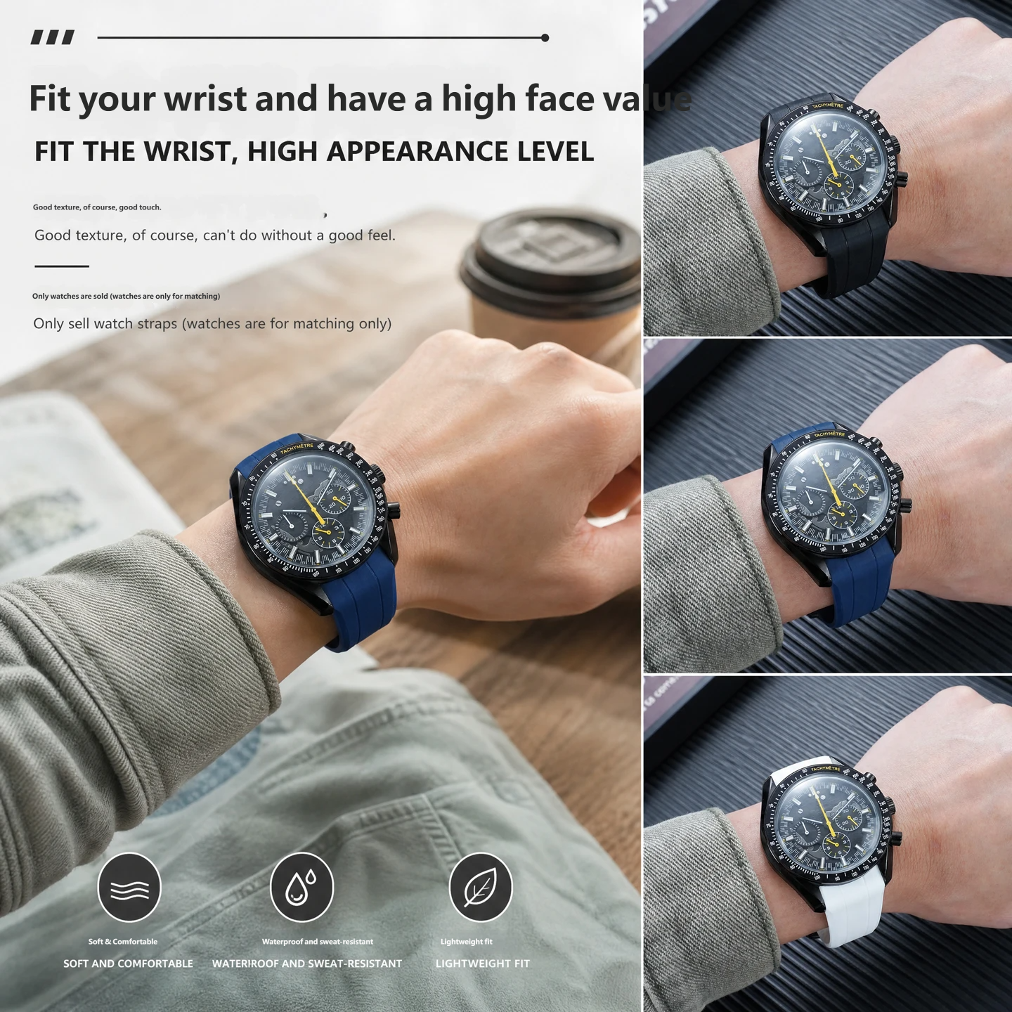 Compatible with the Omega Speedmaster ‘Dark Side of the Moon’ 311.92.44, 21mm silicone strap