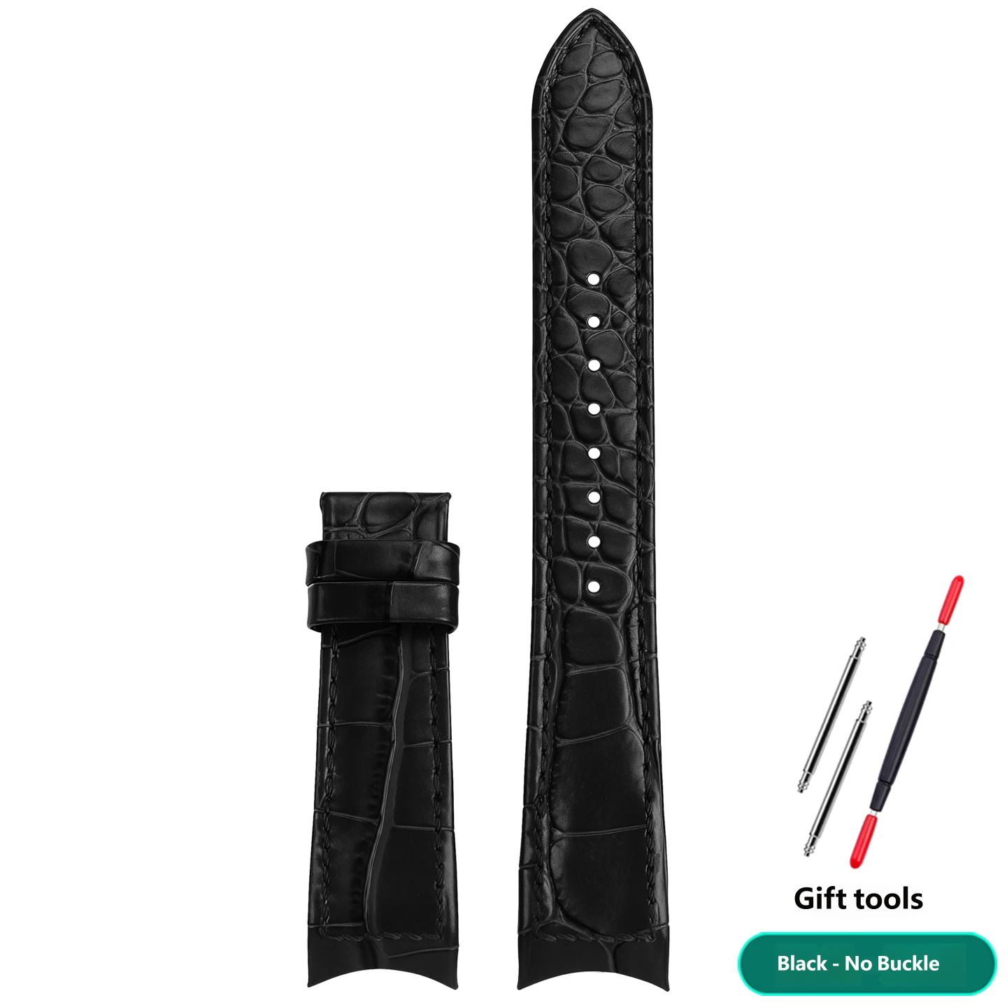 Compatible with Seiko Premier SNP126/127/128/129 curved genuine leather watch straps, 21mm