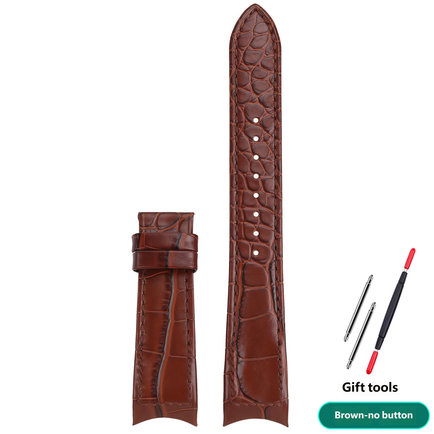 Compatible with Seiko Premier SNP126/127/128/129 curved genuine leather watch straps, 21mm