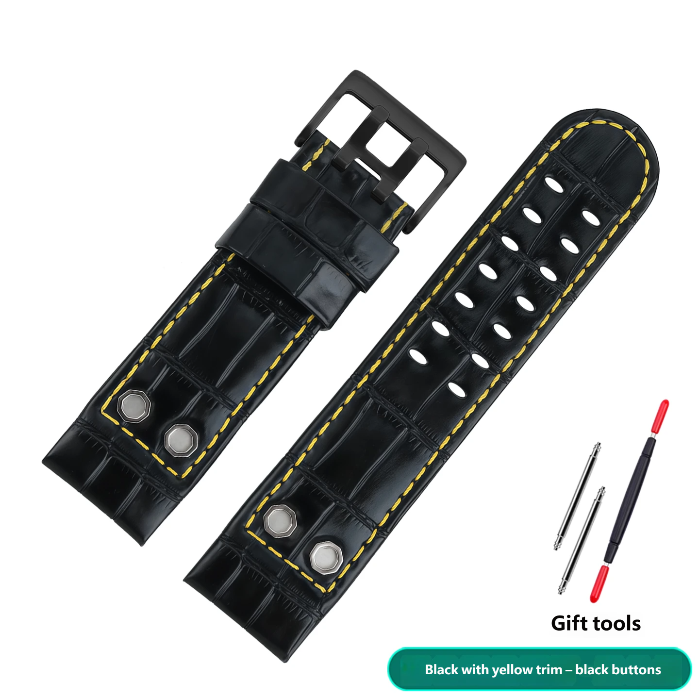 Compatible with Hamilton H785350 and H78585333 curved-end vintage genuine leather watch straps, 24mm