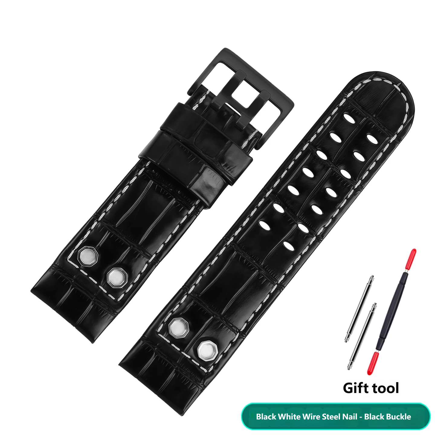 Compatible with Hamilton H785350 and H78585333 curved-end vintage genuine leather watch straps, 24mm