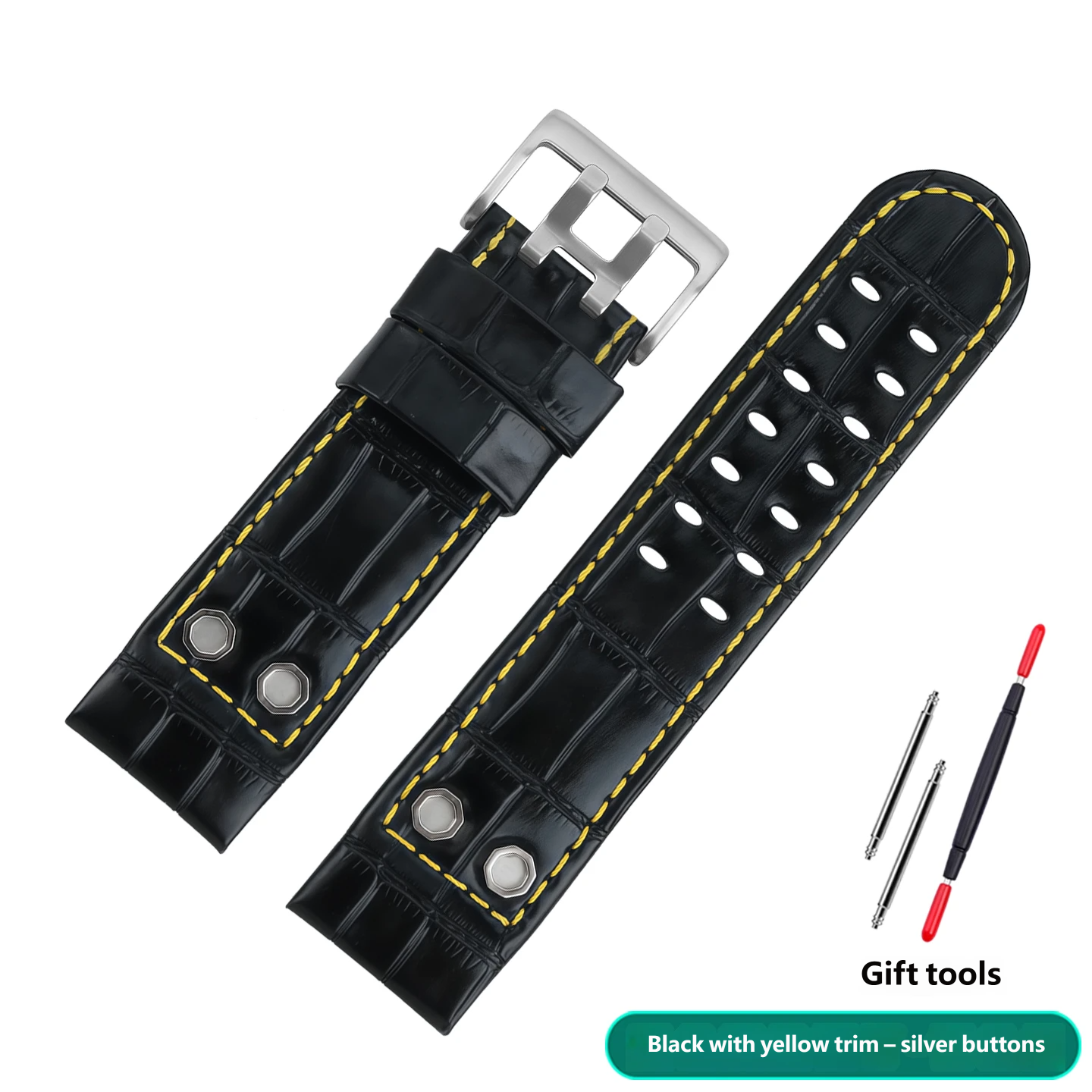 Compatible with Hamilton H785350 and H78585333 curved-end vintage genuine leather watch straps, 24mm