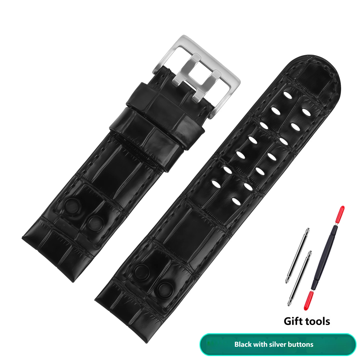Compatible with Hamilton H785350 and H78585333 curved-end vintage genuine leather watch straps, 24mm