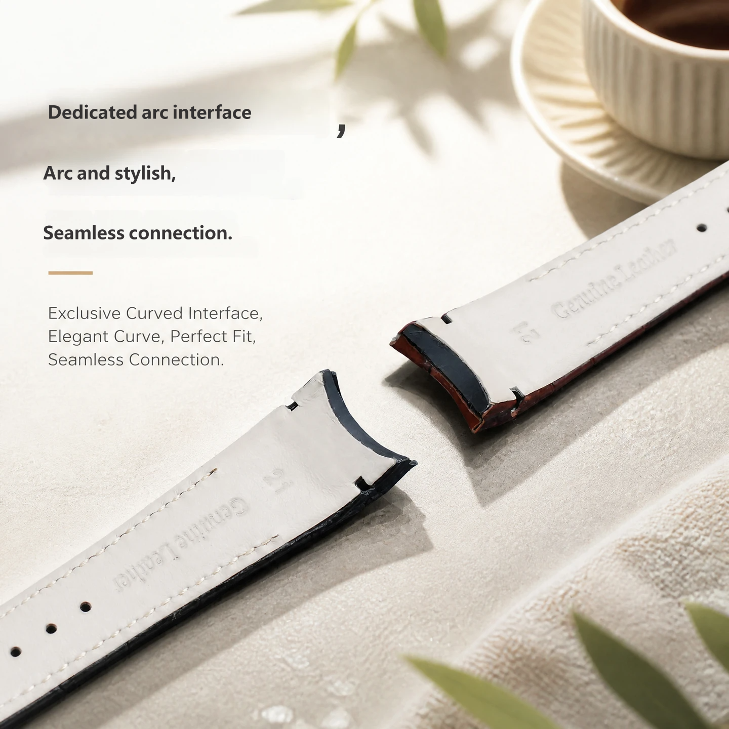 Compatible with Seiko Premier SNP126/127/128/129 curved genuine leather watch straps, 21mm
