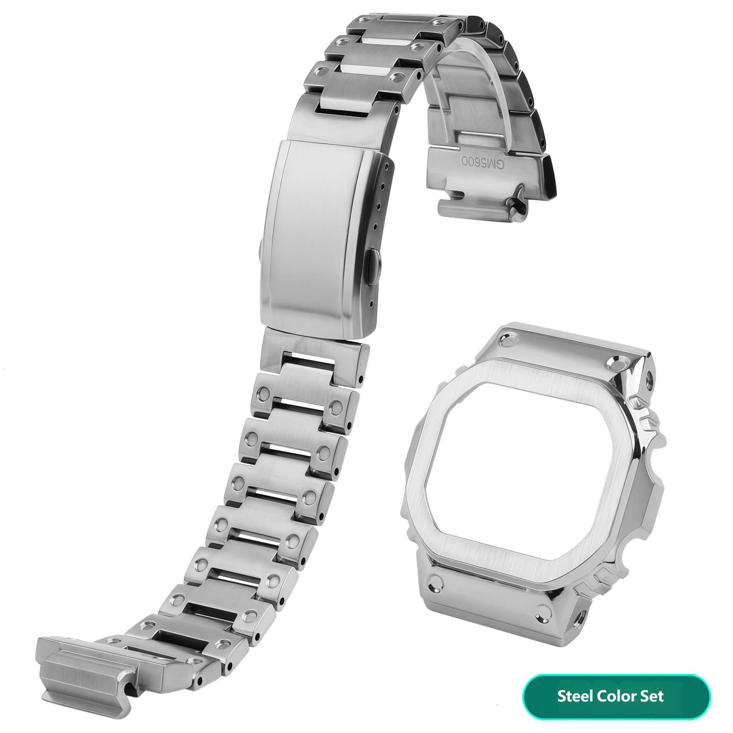 Compatible with the CASIO GM-5600 ‘Little Square’ stainless steel watch set (strap and case)