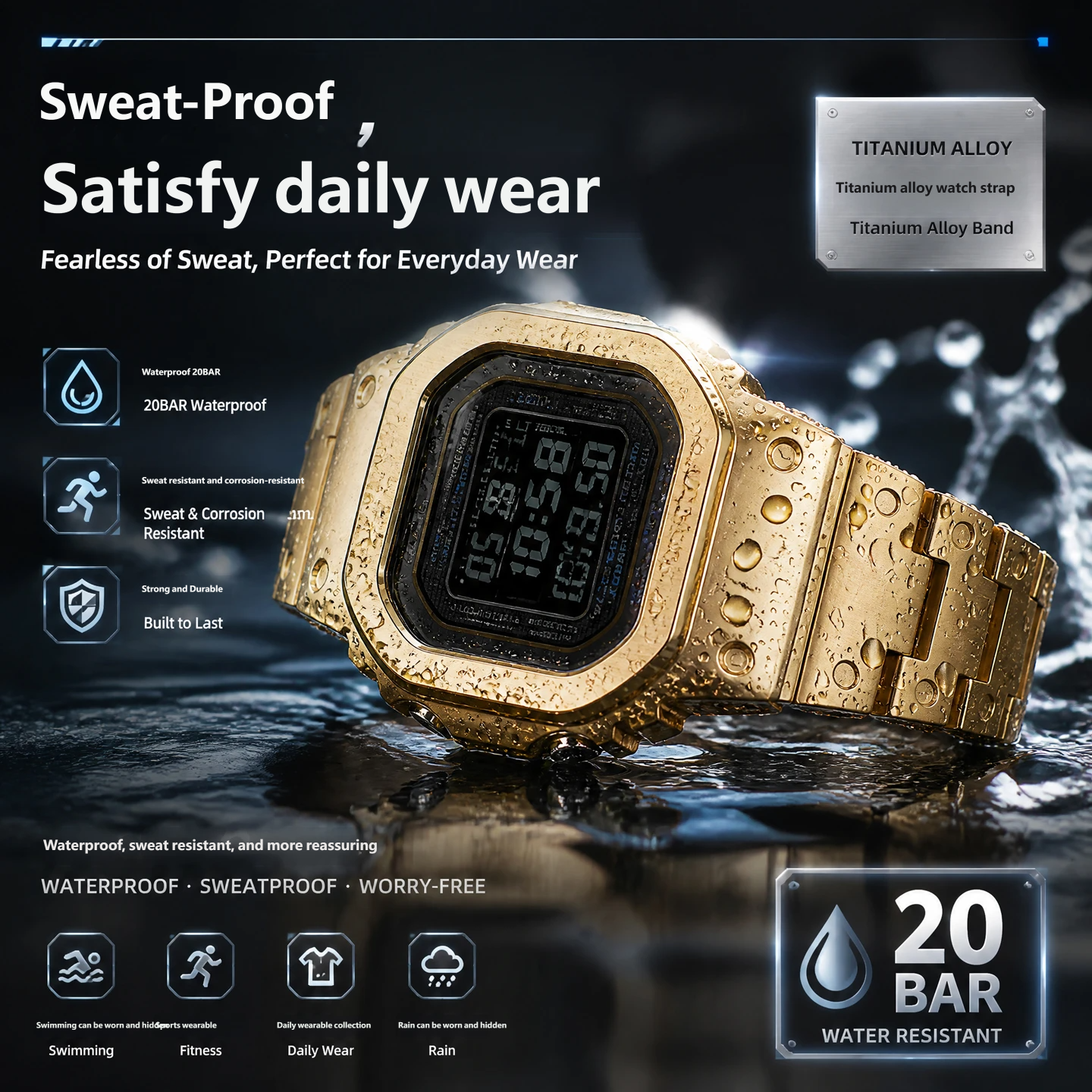 Compatible Casio GBX-H5600 Titanium Strap and Case Set