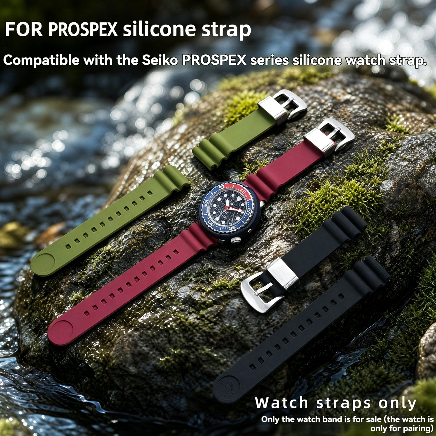 Compatible with Seiko PROSPEX series SNE533/535/537P1 silicone watch straps, 22 mm