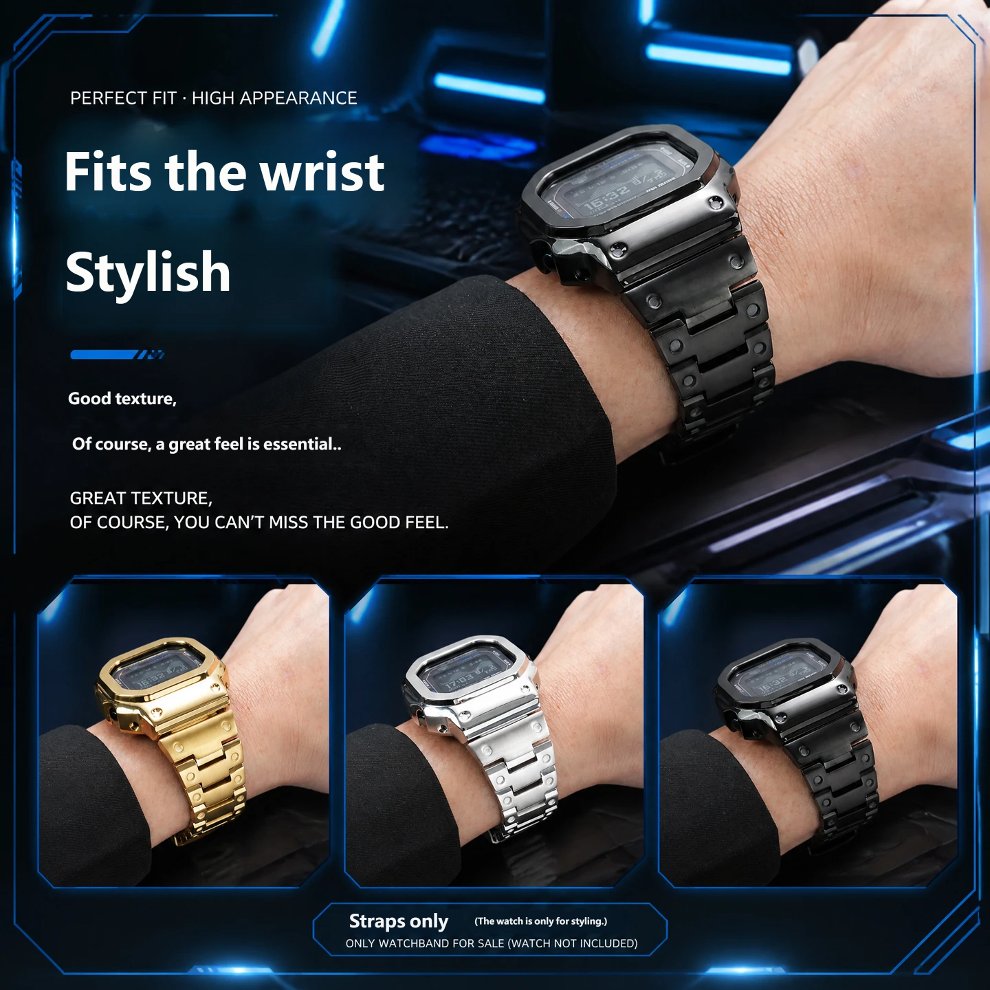 Compatible Casio GBX-H5600 Stainless Steel Strap and Case Set