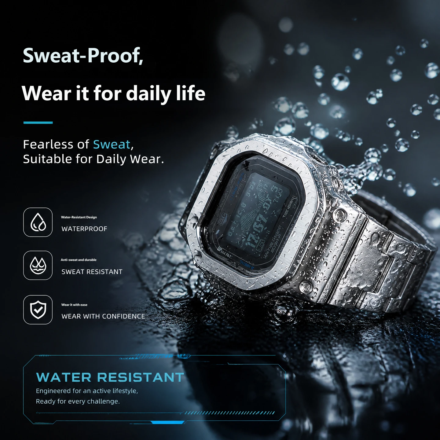 Compatible Casio GBX-H5600 Stainless Steel Strap and Case Set