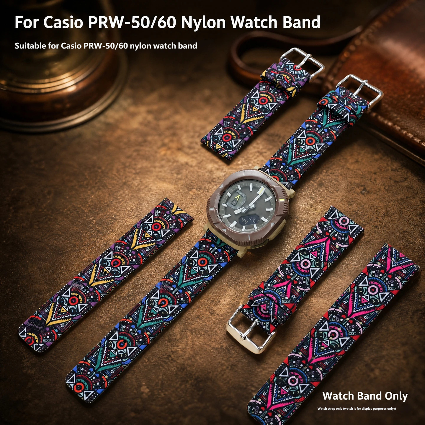 Nylon canvas watch strap, 23 mm, compatible with Casio hiking watches PRW-30/50/60/70Y/6900Y