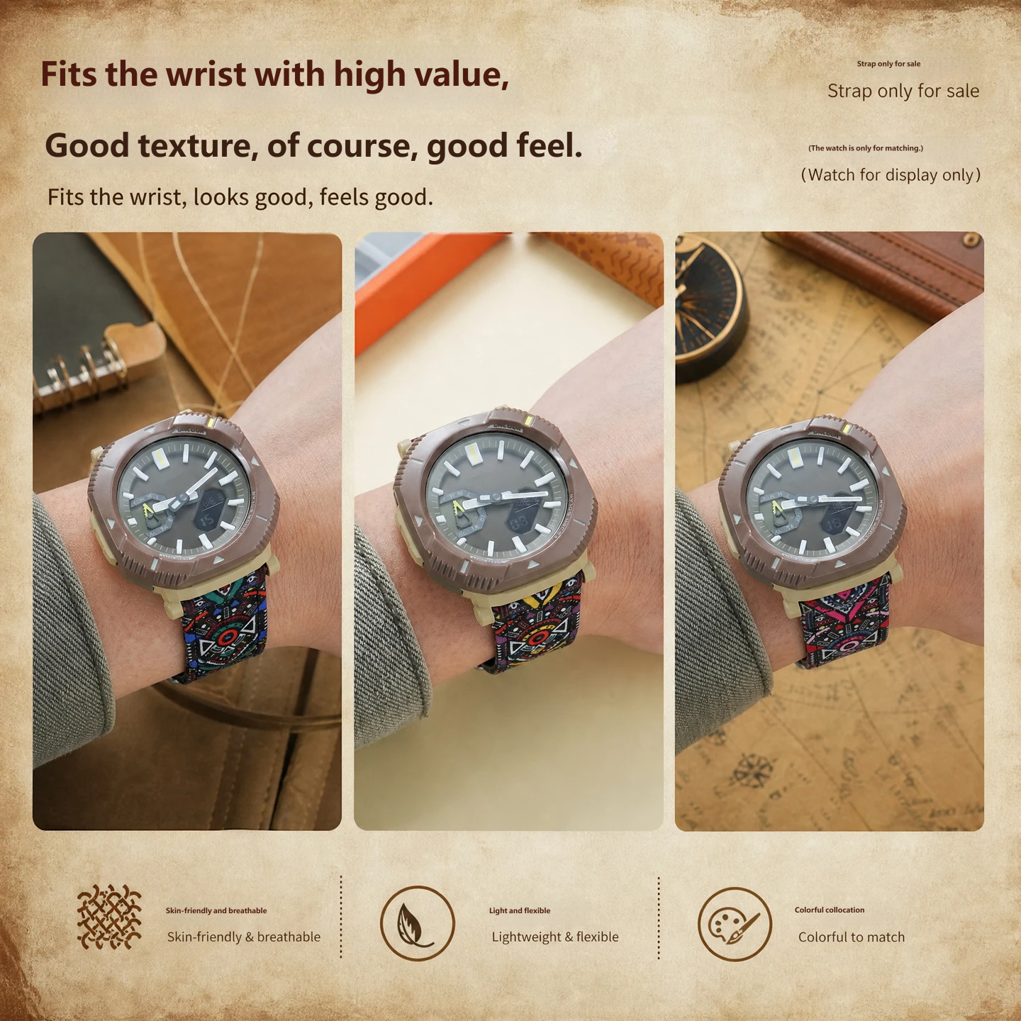 Nylon canvas watch strap, 23 mm, compatible with Casio hiking watches PRW-30/50/60/70Y/6900Y