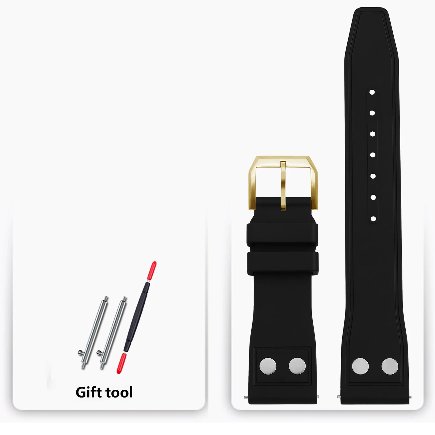 Water- and sweat-resistant fluororubber watch straps compatible with IWC, Tudor and Breitling watches – 20, 21 and 22 mm