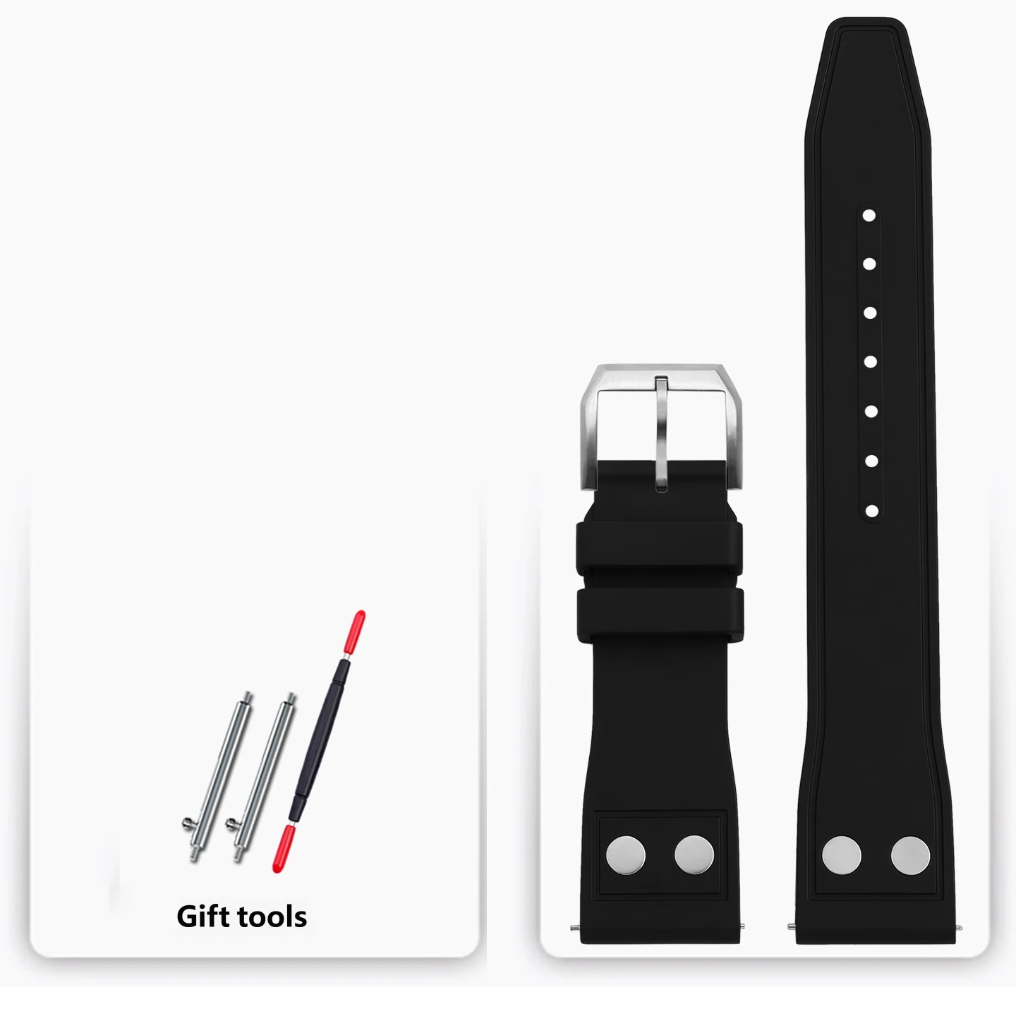 Water- and sweat-resistant fluororubber watch straps compatible with IWC, Tudor and Breitling watches – 20, 21 and 22 mm