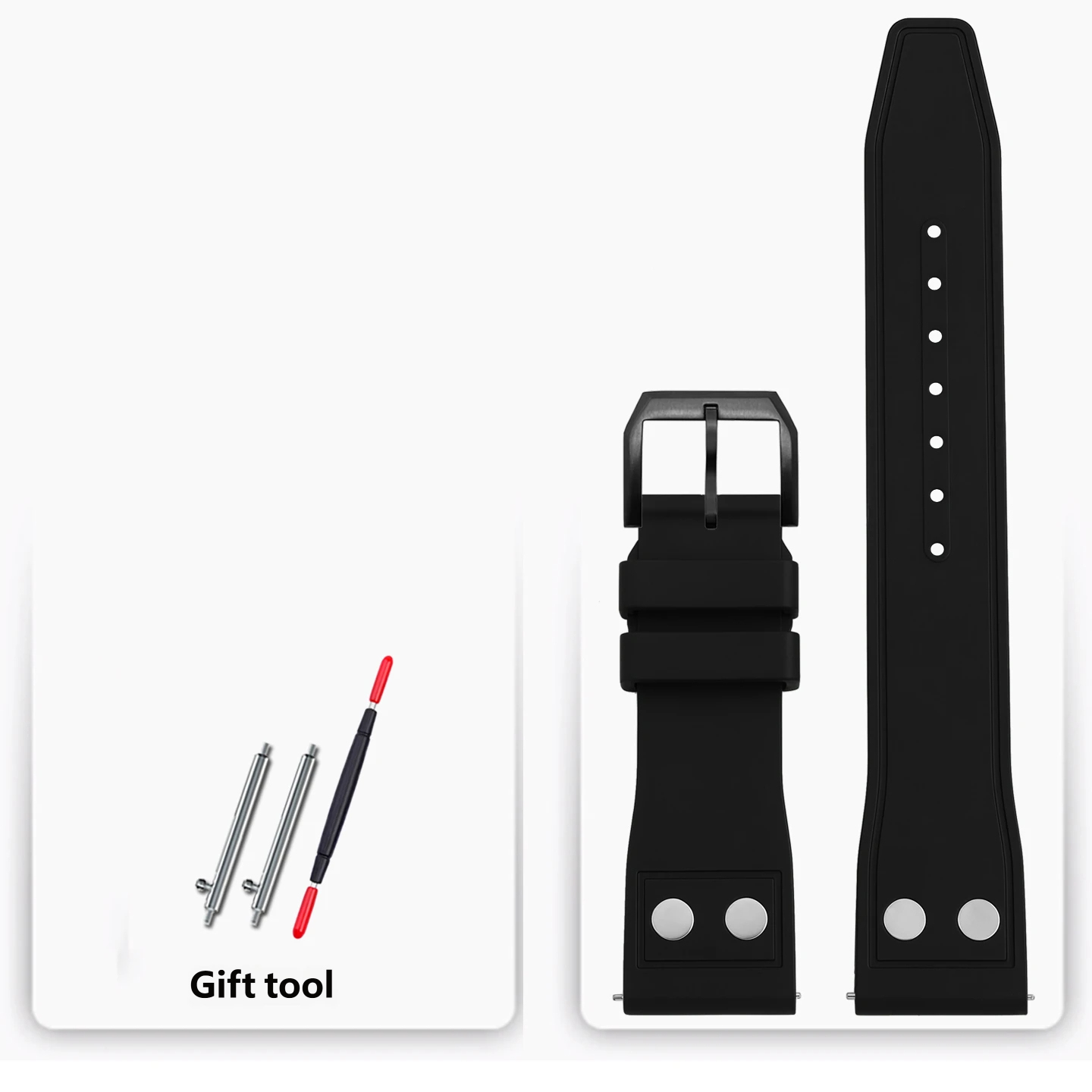 Water- and sweat-resistant fluororubber watch straps compatible with IWC, Tudor and Breitling watches – 20, 21 and 22 mm