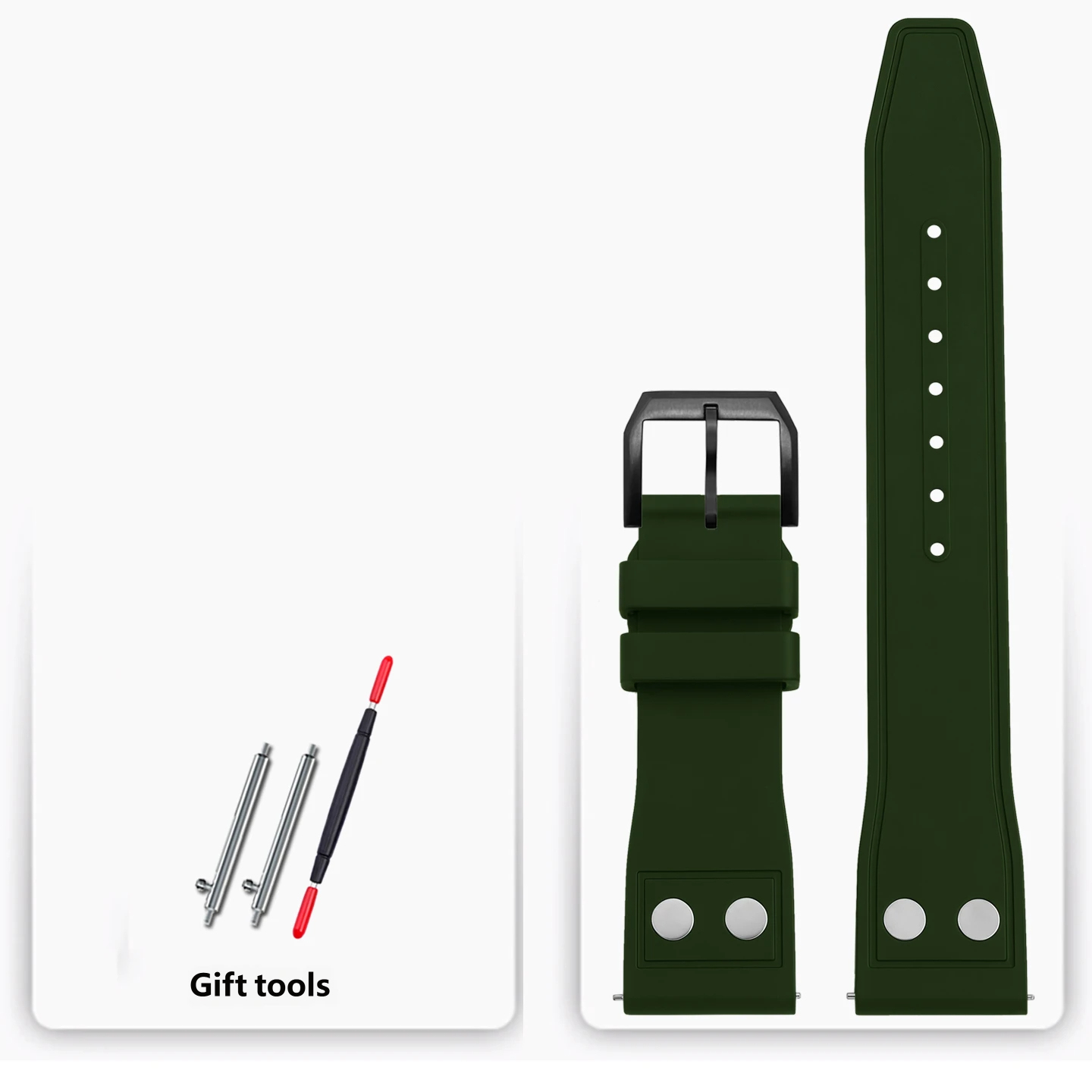 Water- and sweat-resistant fluororubber watch straps compatible with IWC, Tudor and Breitling watches – 20, 21 and 22 mm
