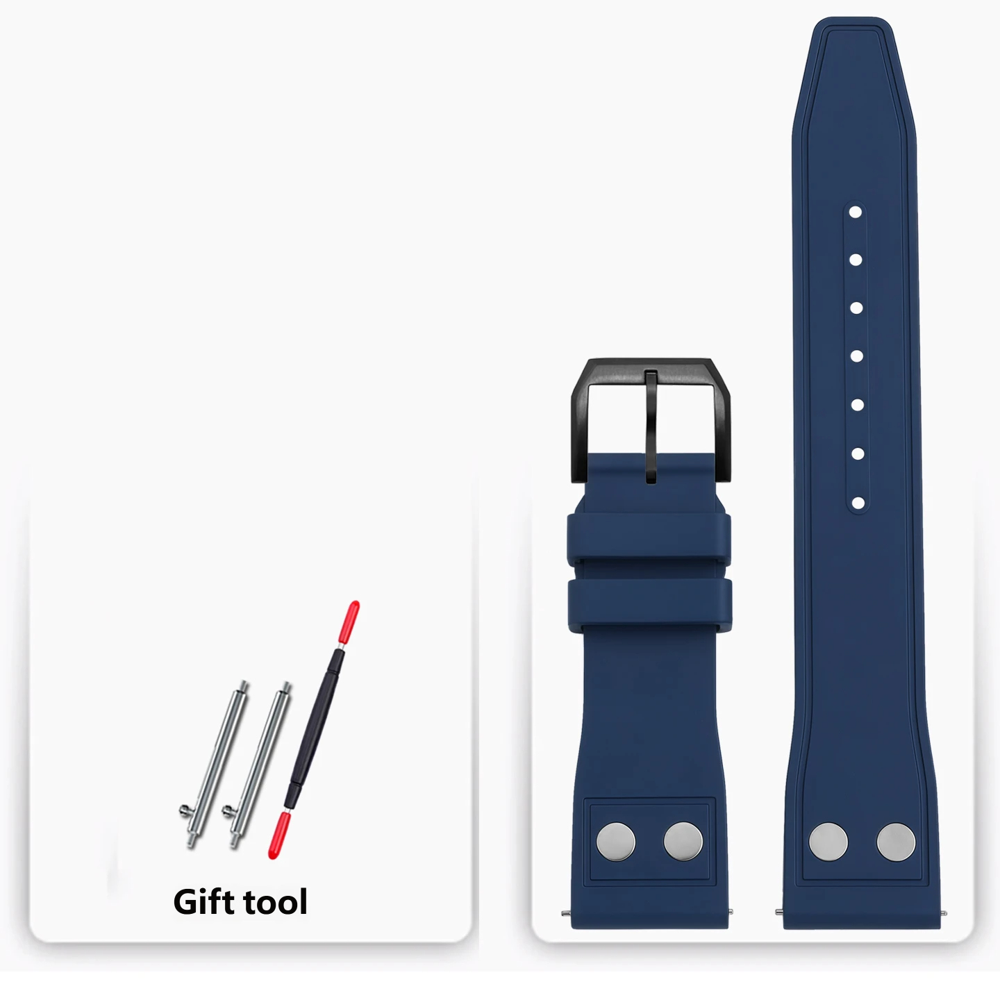 Water- and sweat-resistant fluororubber watch straps compatible with IWC, Tudor and Breitling watches – 20, 21 and 22 mm