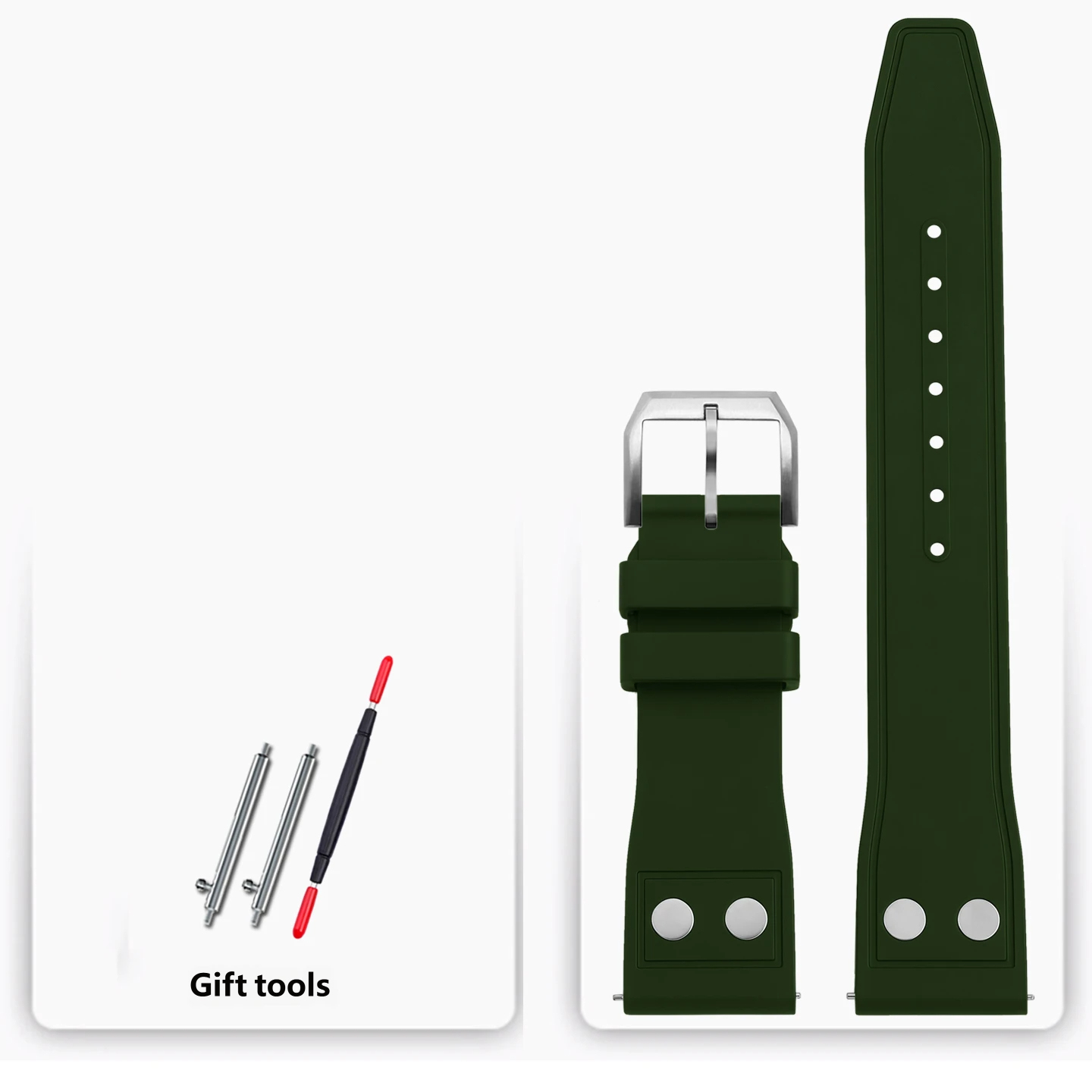 Water- and sweat-resistant fluororubber watch straps compatible with IWC, Tudor and Breitling watches – 20, 21 and 22 mm