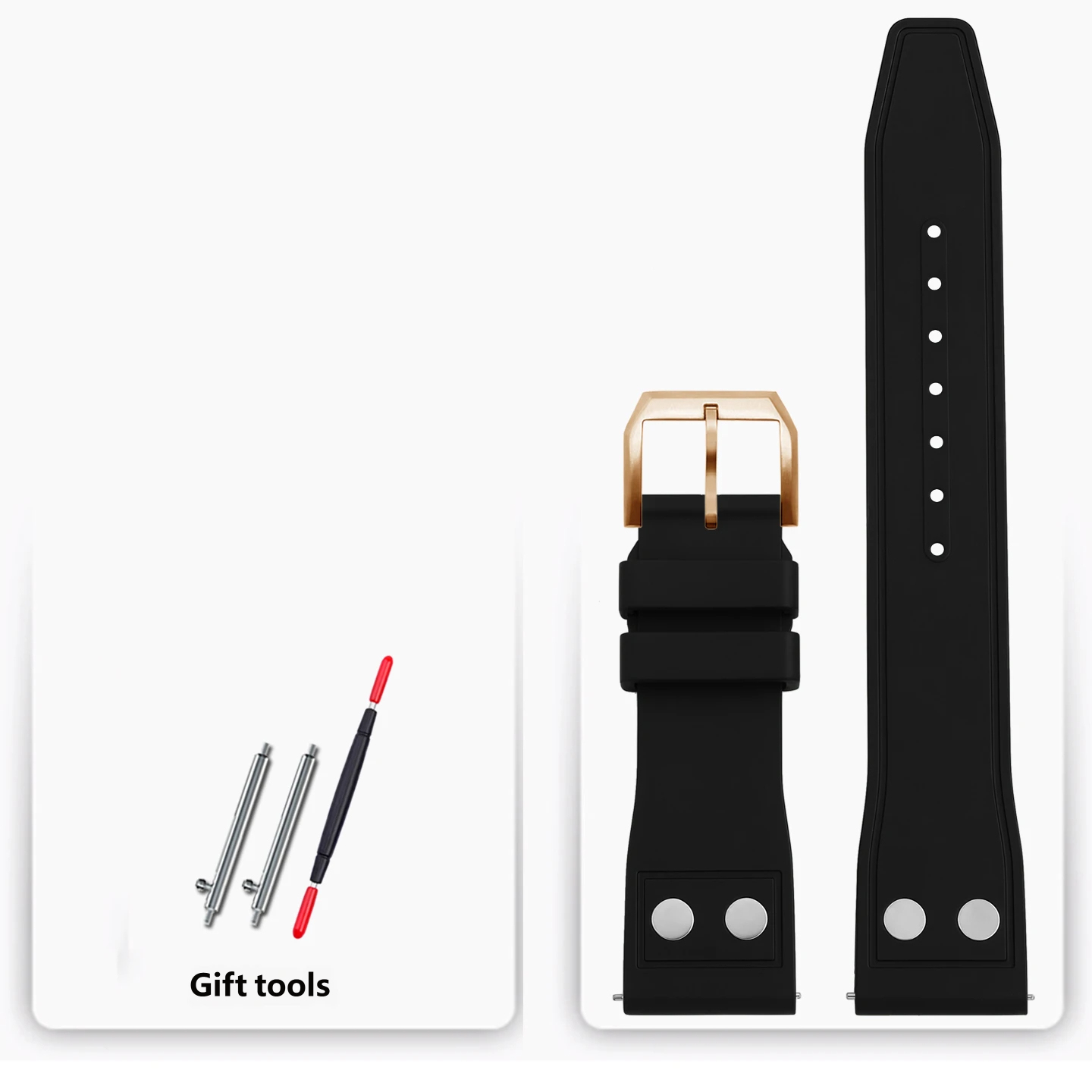 Water- and sweat-resistant fluororubber watch straps compatible with IWC, Tudor and Breitling watches – 20, 21 and 22 mm