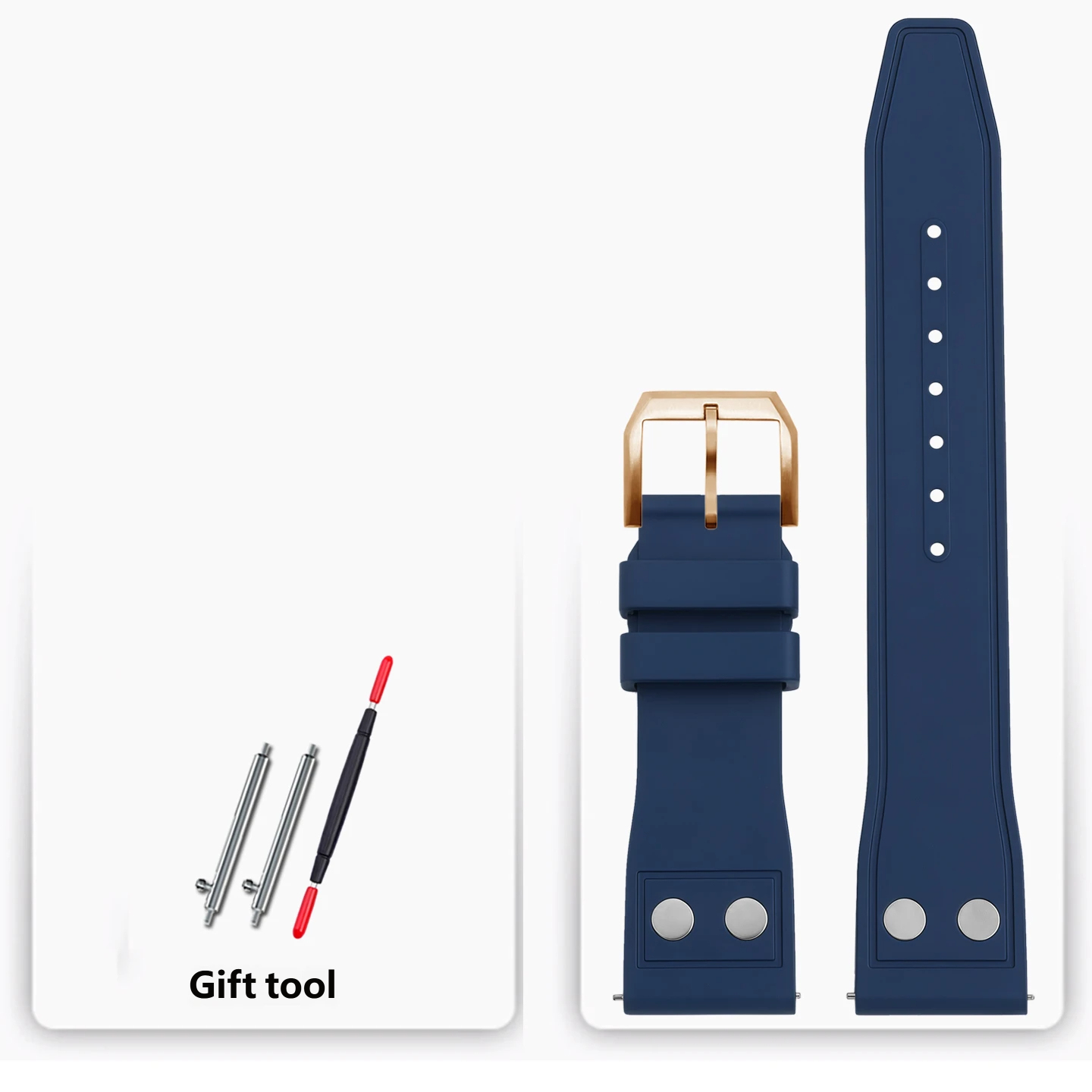 Water- and sweat-resistant fluororubber watch straps compatible with IWC, Tudor and Breitling watches – 20, 21 and 22 mm