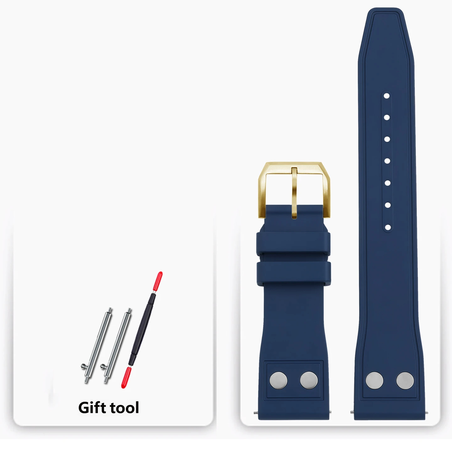 Water- and sweat-resistant fluororubber watch straps compatible with IWC, Tudor and Breitling watches – 20, 21 and 22 mm