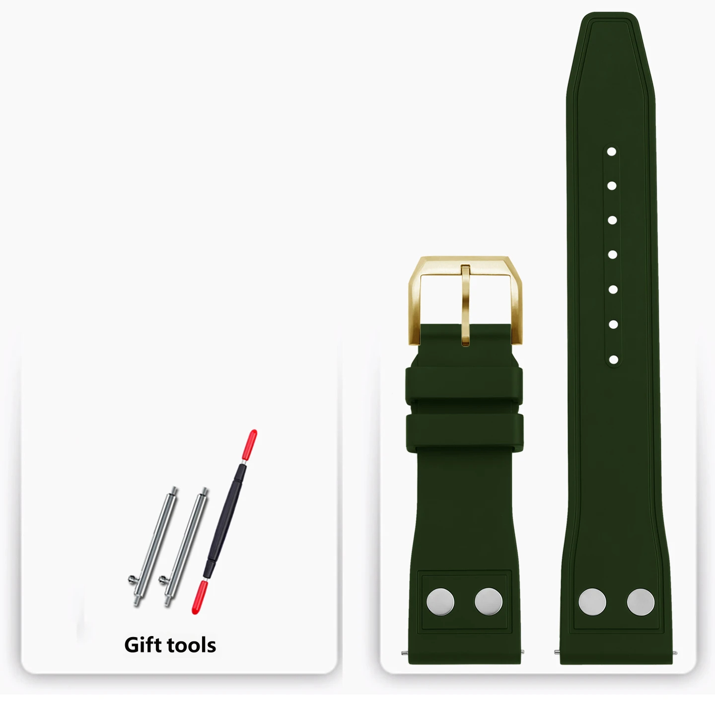 Water- and sweat-resistant fluororubber watch straps compatible with IWC, Tudor and Breitling watches – 20, 21 and 22 mm