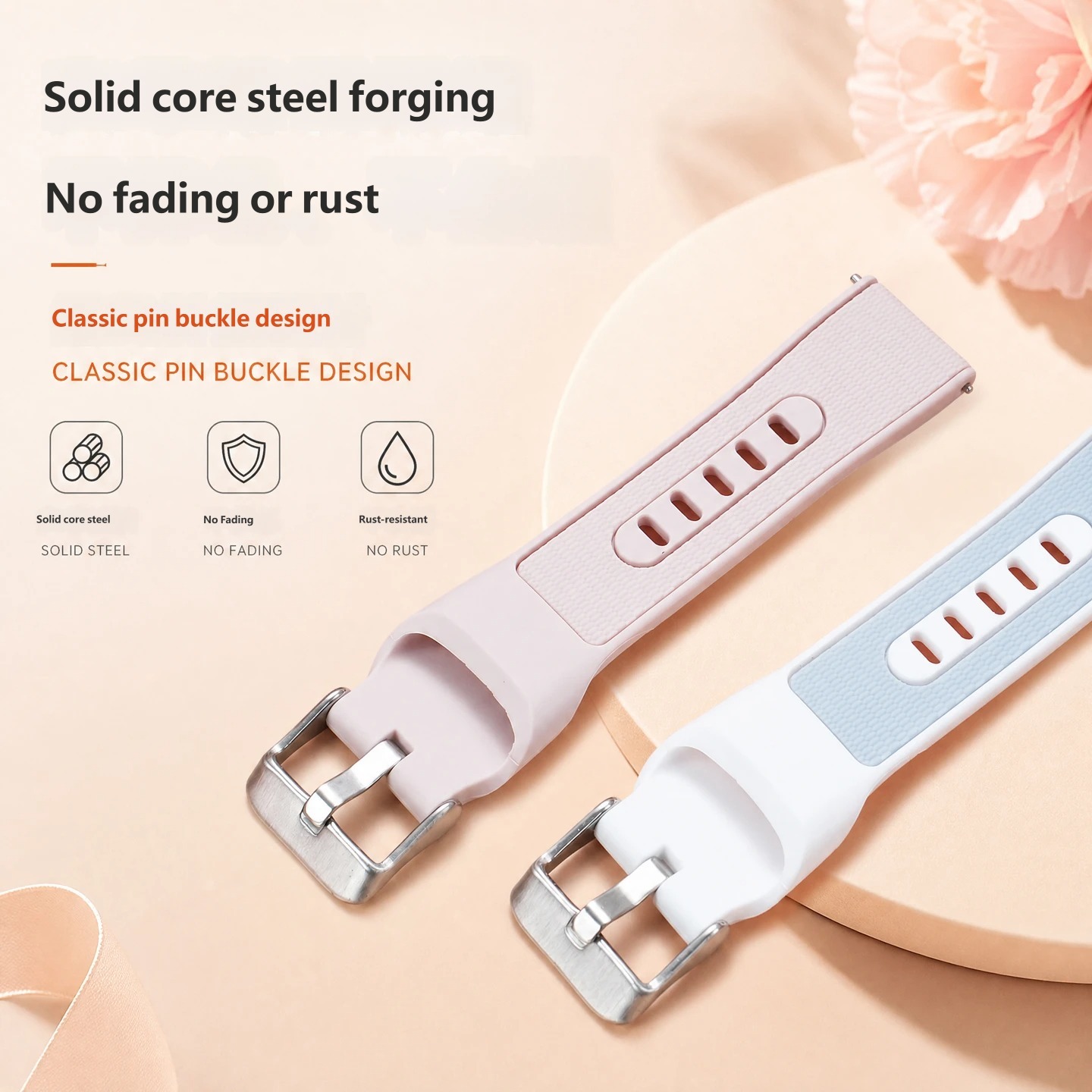 Compatible with Huawei GT7/GT6/GT5/GT4 series waterproof and sweat-resistant silicone watch straps, 18mm