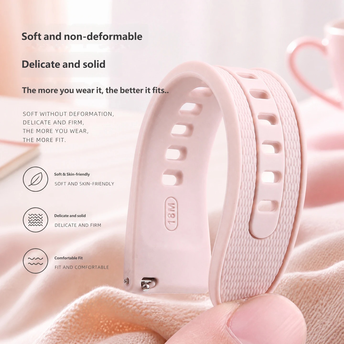 Compatible with Huawei GT7/GT6/GT5/GT4 series waterproof and sweat-resistant silicone watch straps, 18mm