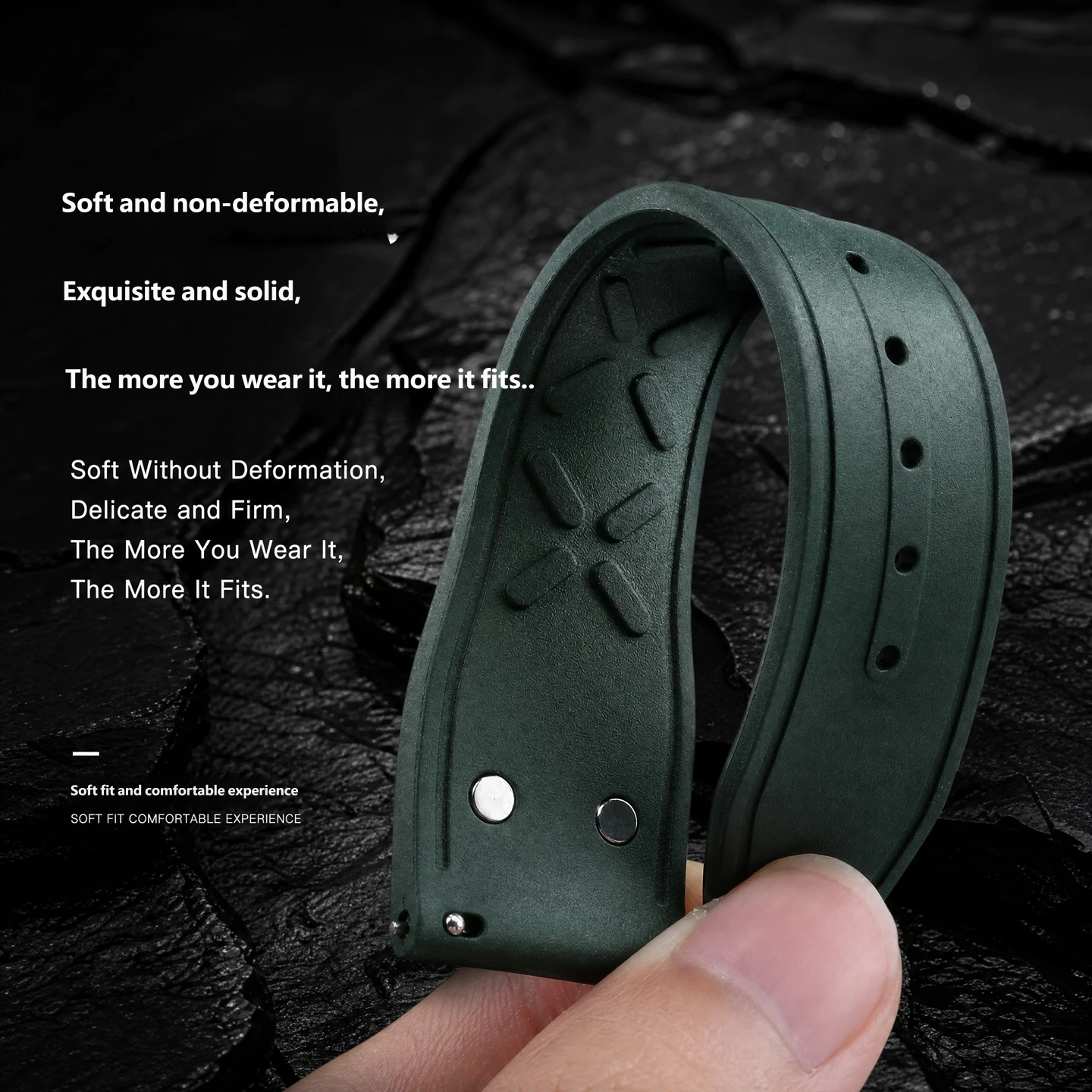 Water- and sweat-resistant fluororubber watch straps compatible with IWC, Tudor and Breitling watches – 20, 21 and 22 mm